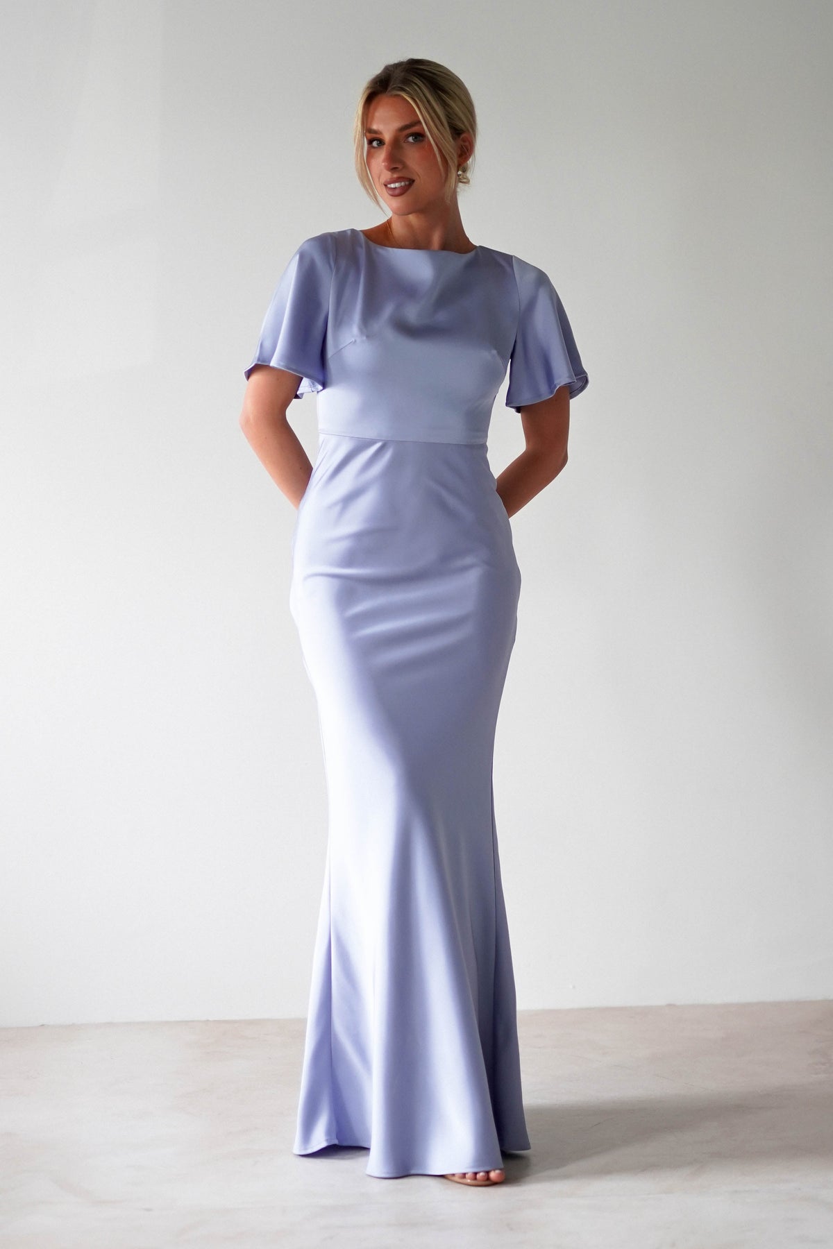 Olivia Soft Matte Satin Maxi Dress | Periwinkle Blue-Oh Hello Clothing
