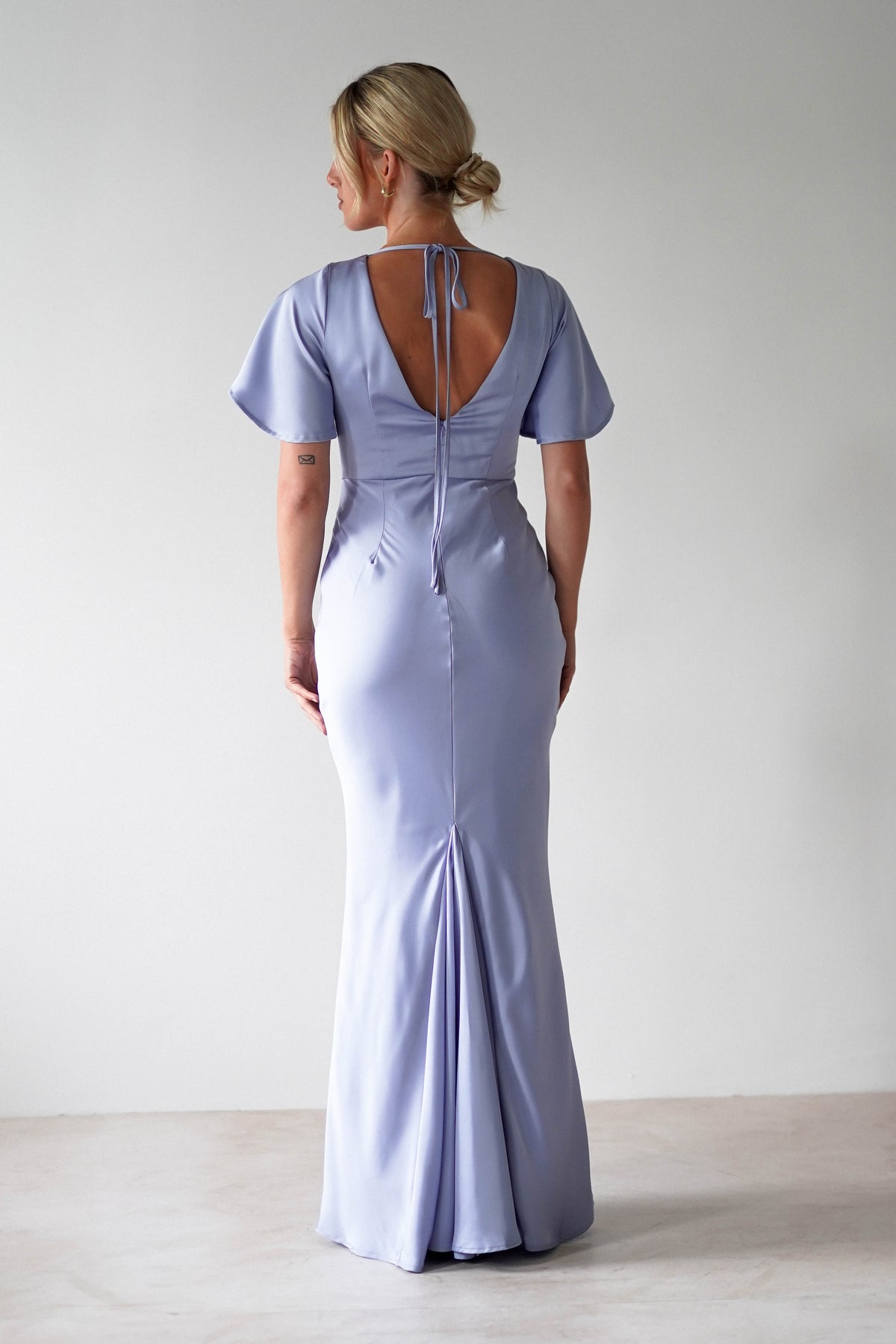Olivia Soft Matte Satin Maxi Dress | Periwinkle Blue-Oh Hello Clothing