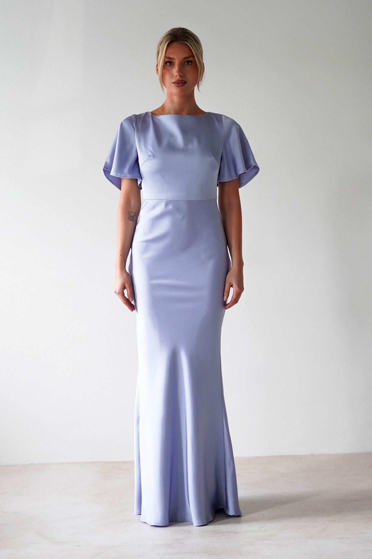 Olivia Soft Matte Satin Maxi Dress | Periwinkle Blue-Oh Hello Clothing