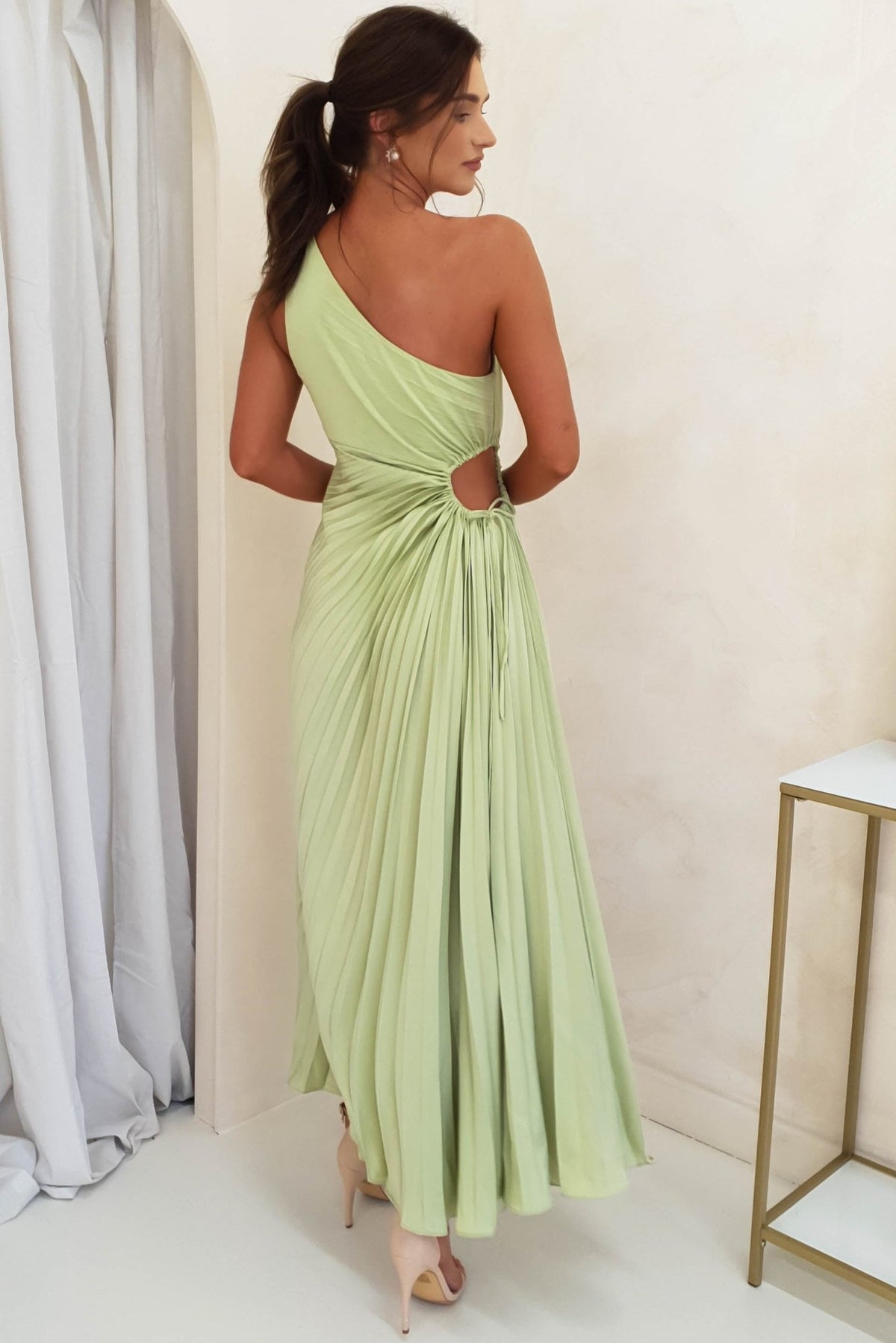 Olsen Pleated Maxi Dress | Light Green-Oh Hello Clothing