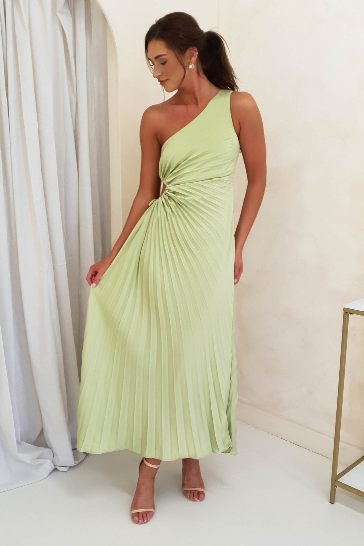 Olsen Pleated Maxi Dress | Light Green-Oh Hello Clothing