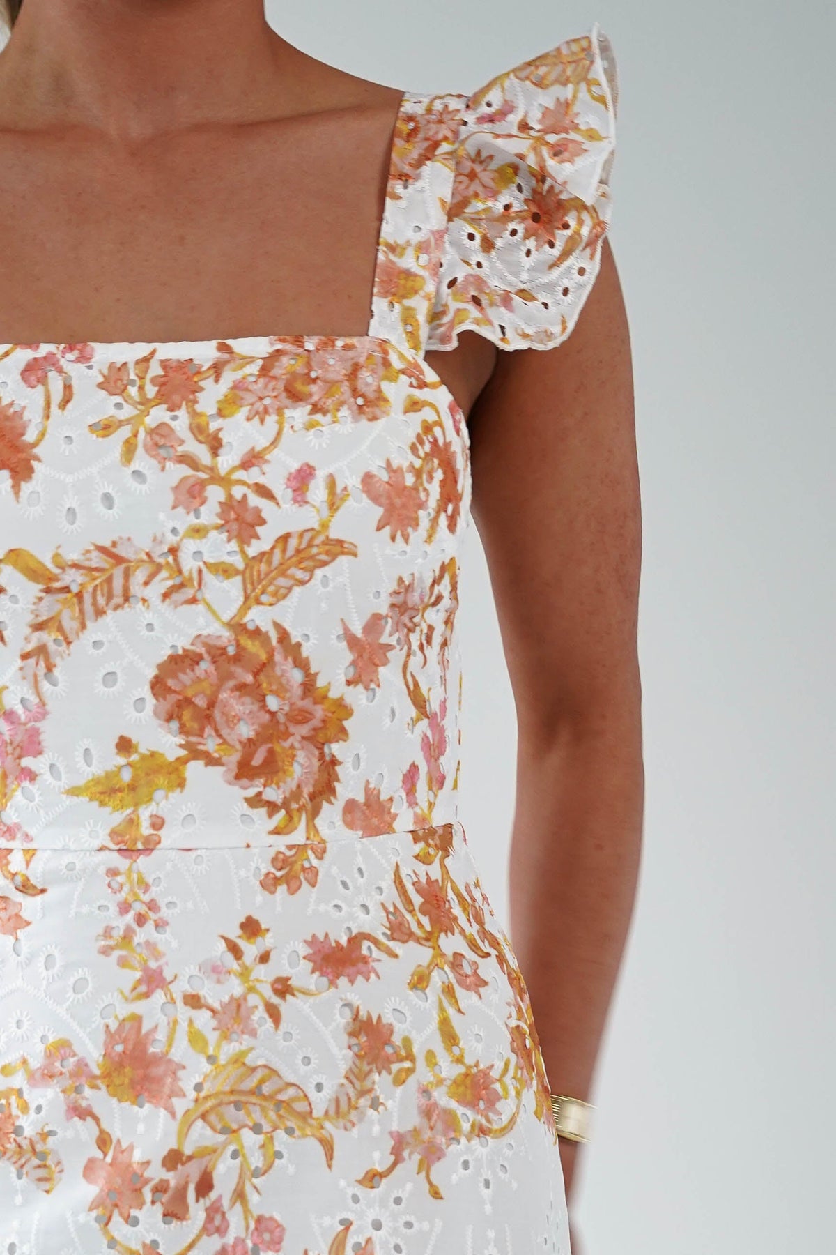 Orla Floral Print Maxi Dress | Orange/White-Oh Hello Clothing