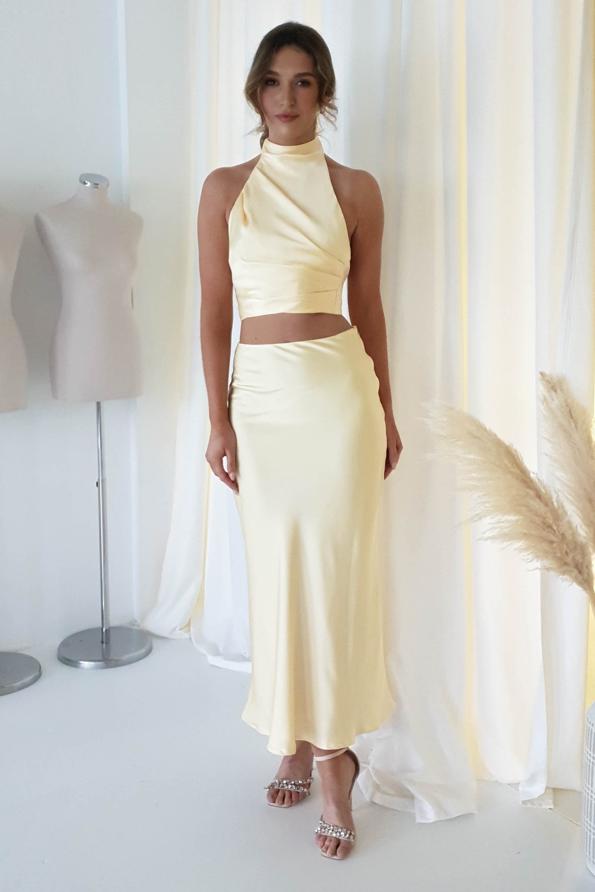 Pamela Satin Top | Yellow-Oh Hello Clothing