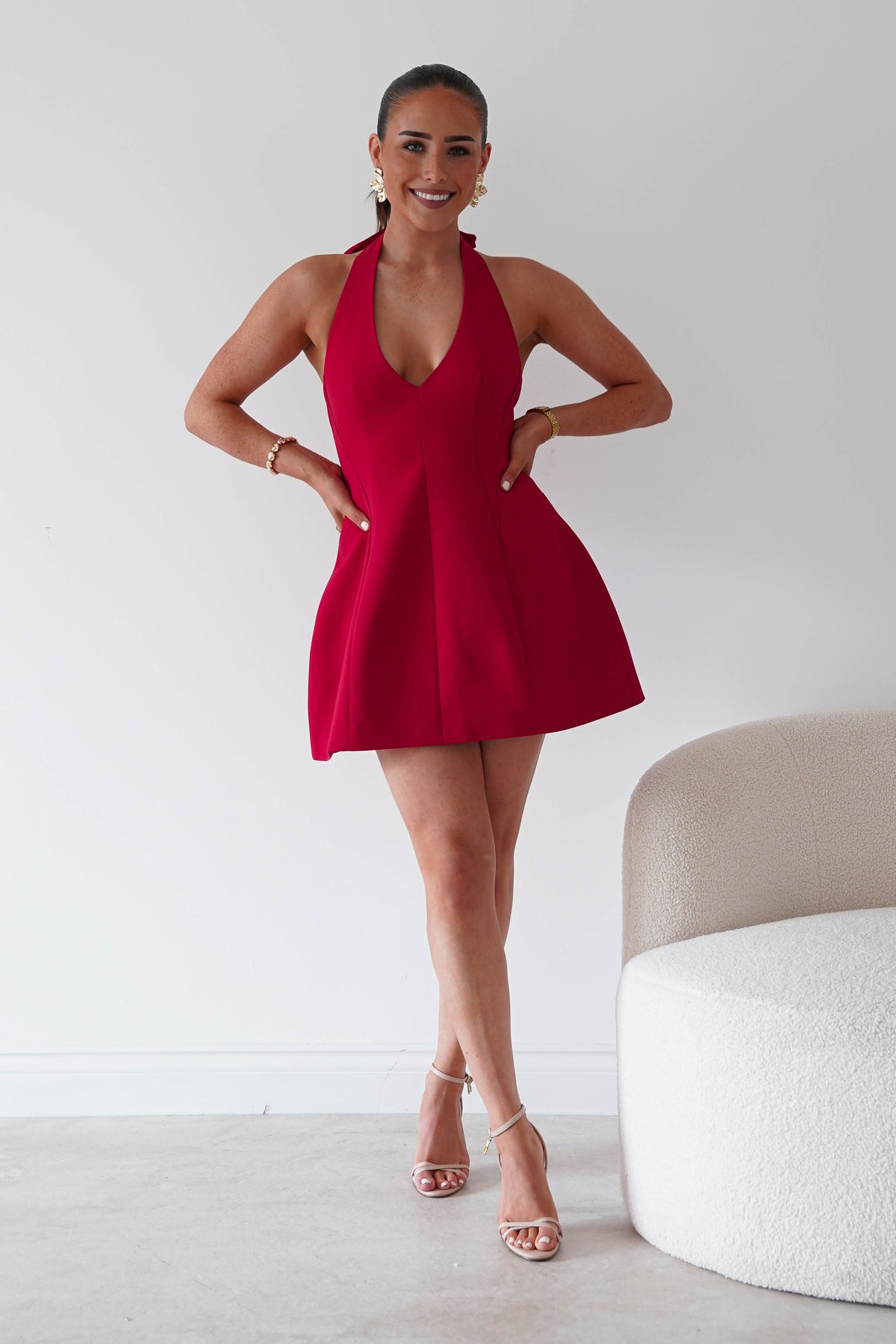 Pandora Structured Mini Dress | Red-Oh Hello Clothing