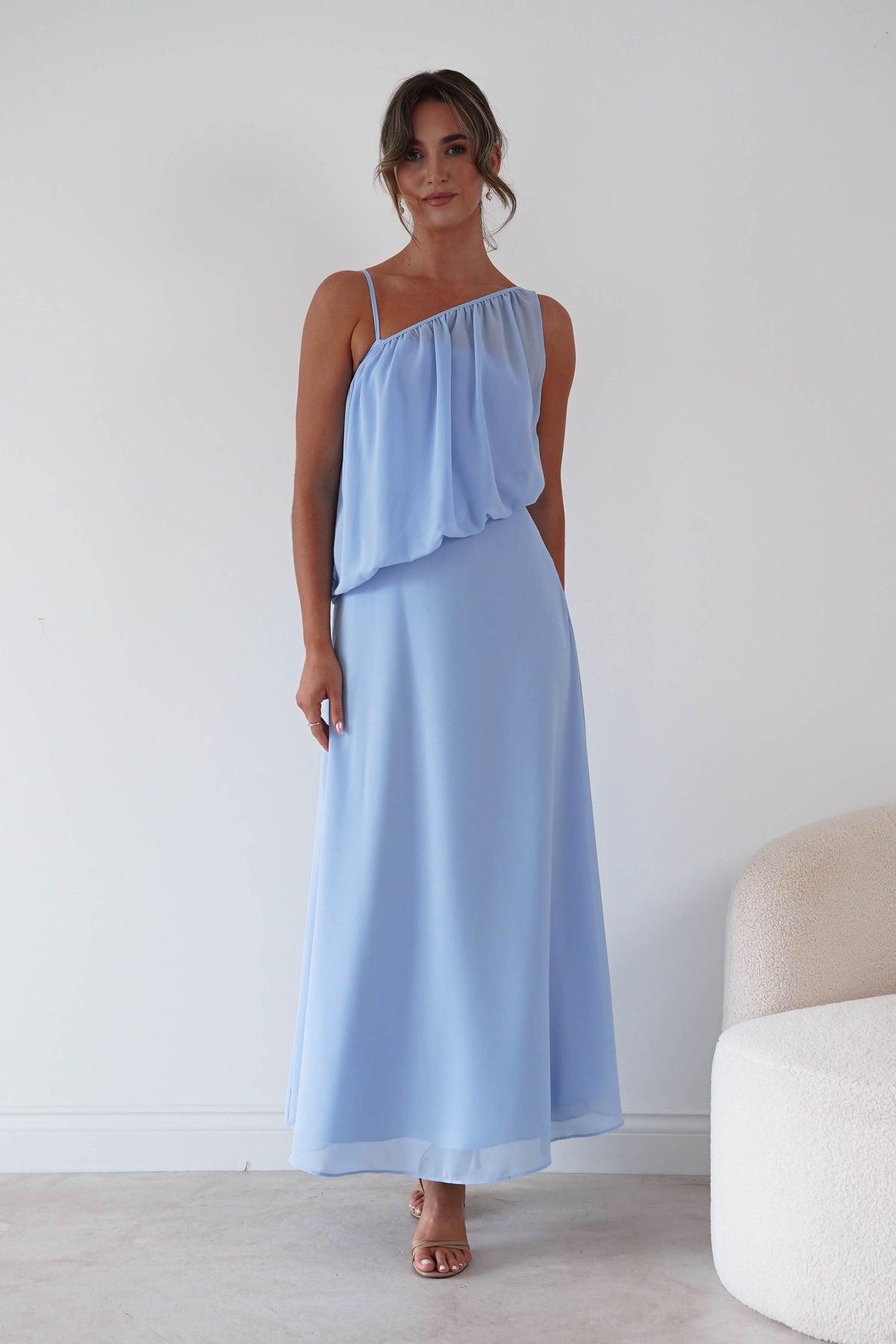Paros Asymmetric Chiffon Maxi Dress | Blue-Oh Hello Clothing