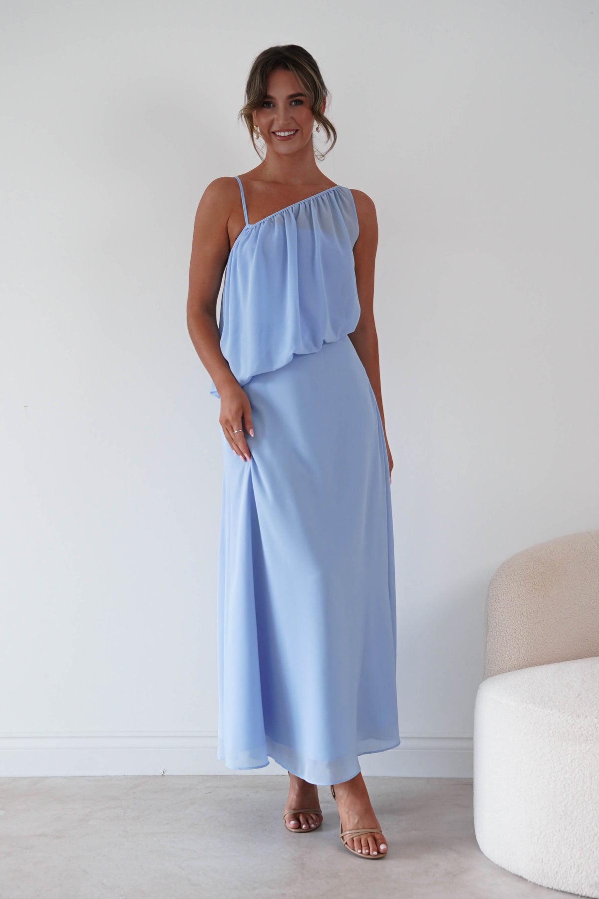 Paros Asymmetric Chiffon Maxi Dress | Blue-Oh Hello Clothing