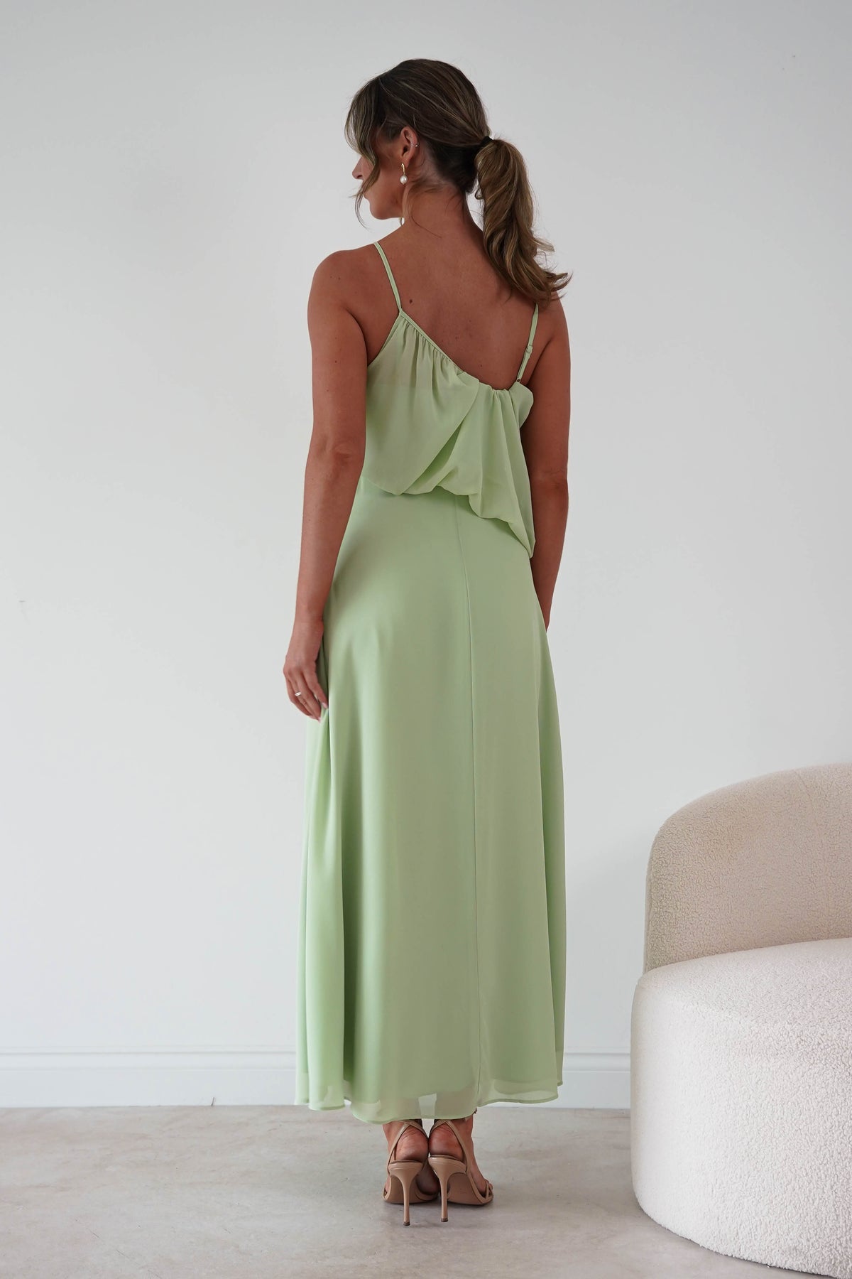 Paros Asymmetric Chiffon Maxi Dress | Sage-Oh Hello Clothing