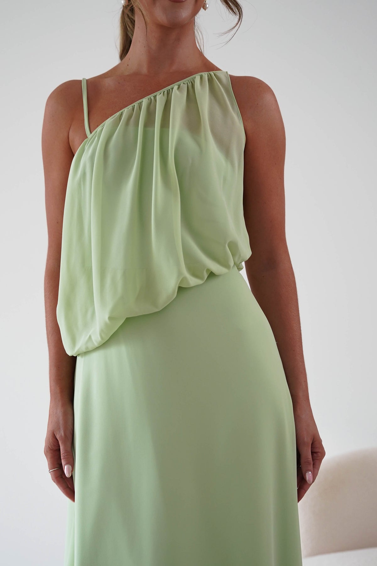 Paros Asymmetric Chiffon Maxi Dress | Sage-Oh Hello Clothing
