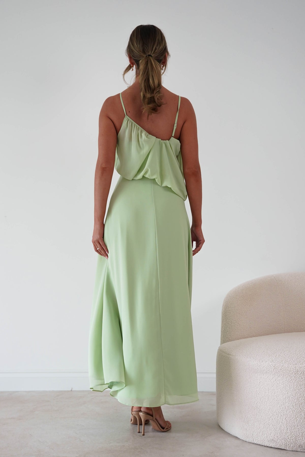 Paros Asymmetric Chiffon Maxi Dress | Sage-Oh Hello Clothing