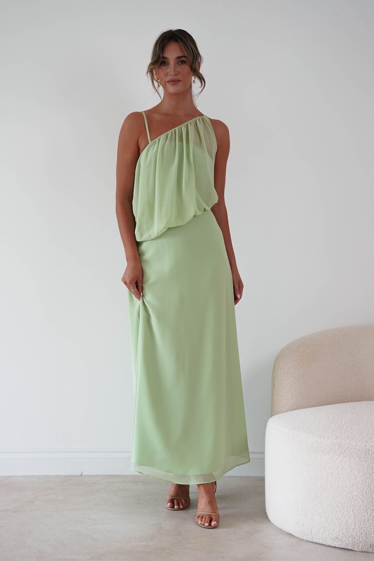 Paros Asymmetric Chiffon Maxi Dress | Sage-Oh Hello Clothing