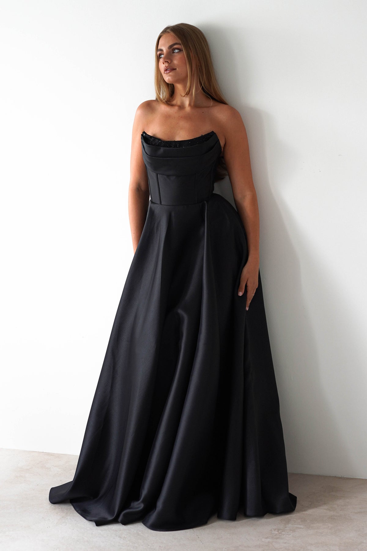 Pepper Strapless A-Line Maxi Gown | Black-Oh Hello Clothing