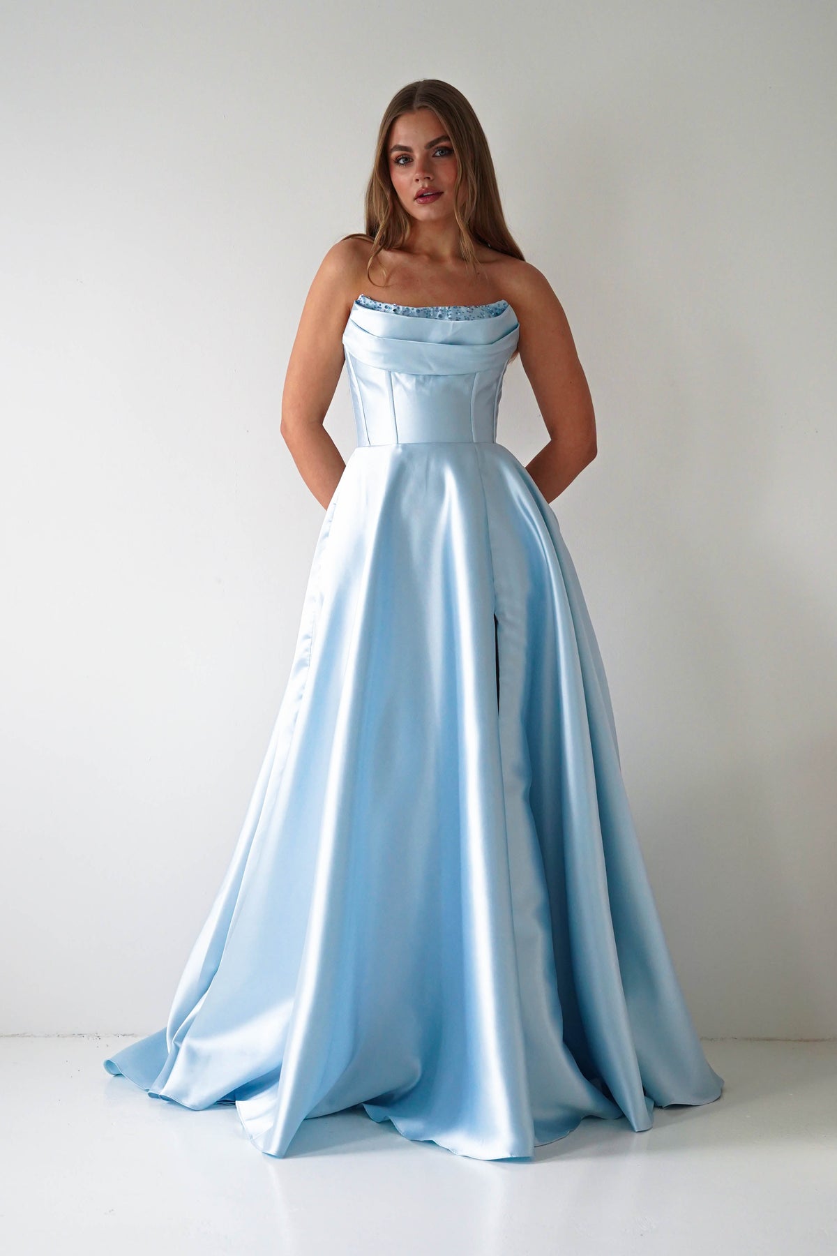 Pepper Strapless A-Line Maxi Gown | Blue-Oh Hello Clothing