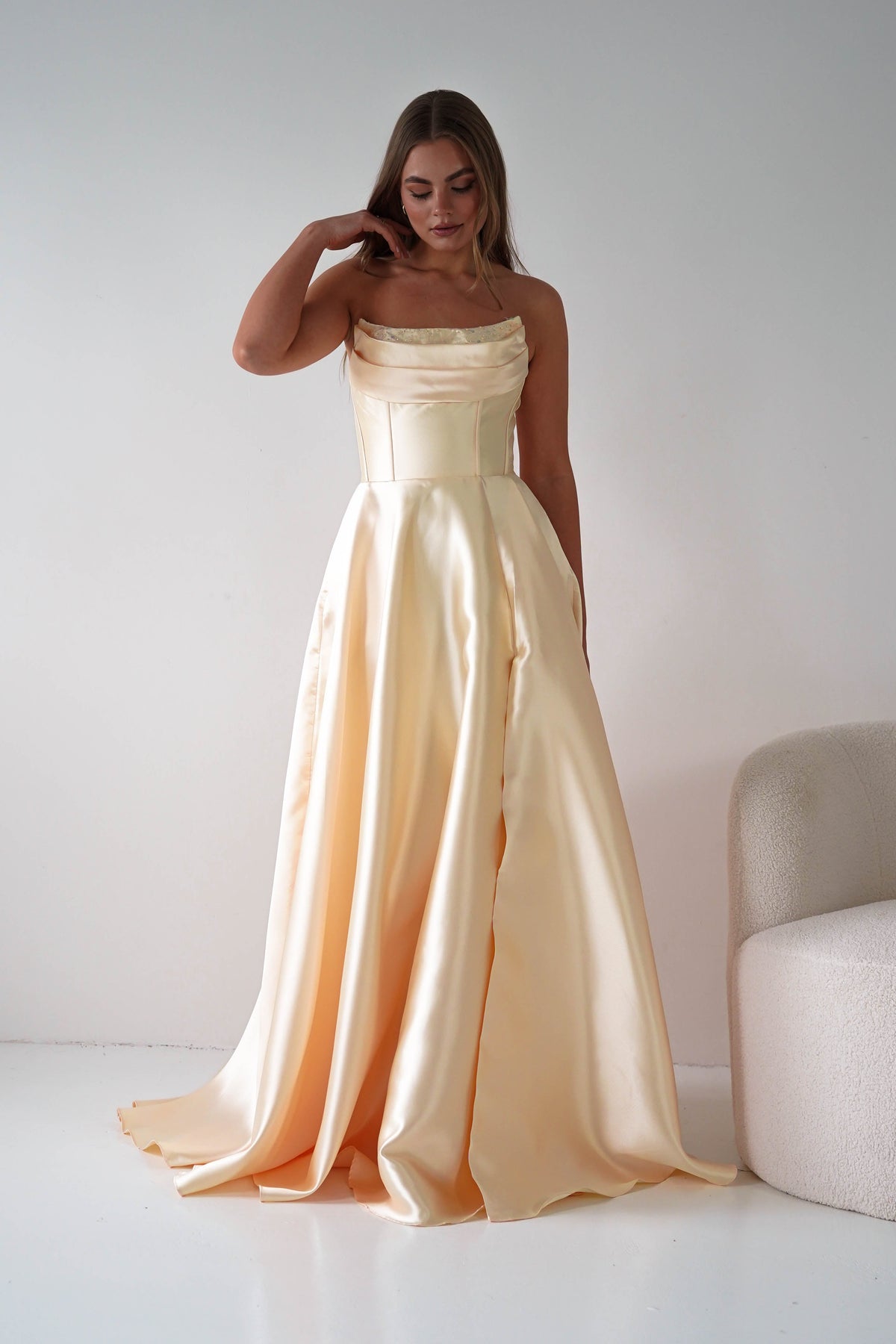 Pepper Strapless A-Line Maxi Gown | Yellow-Oh Hello Clothing