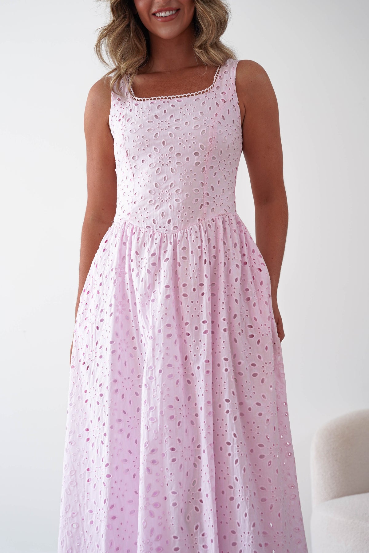 Petal Skater Cotton Maxi Dress | Pink-Oh Hello Clothing