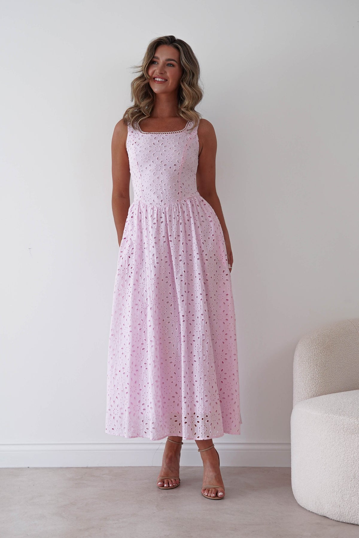 Petal Skater Cotton Maxi Dress | Pink-Oh Hello Clothing