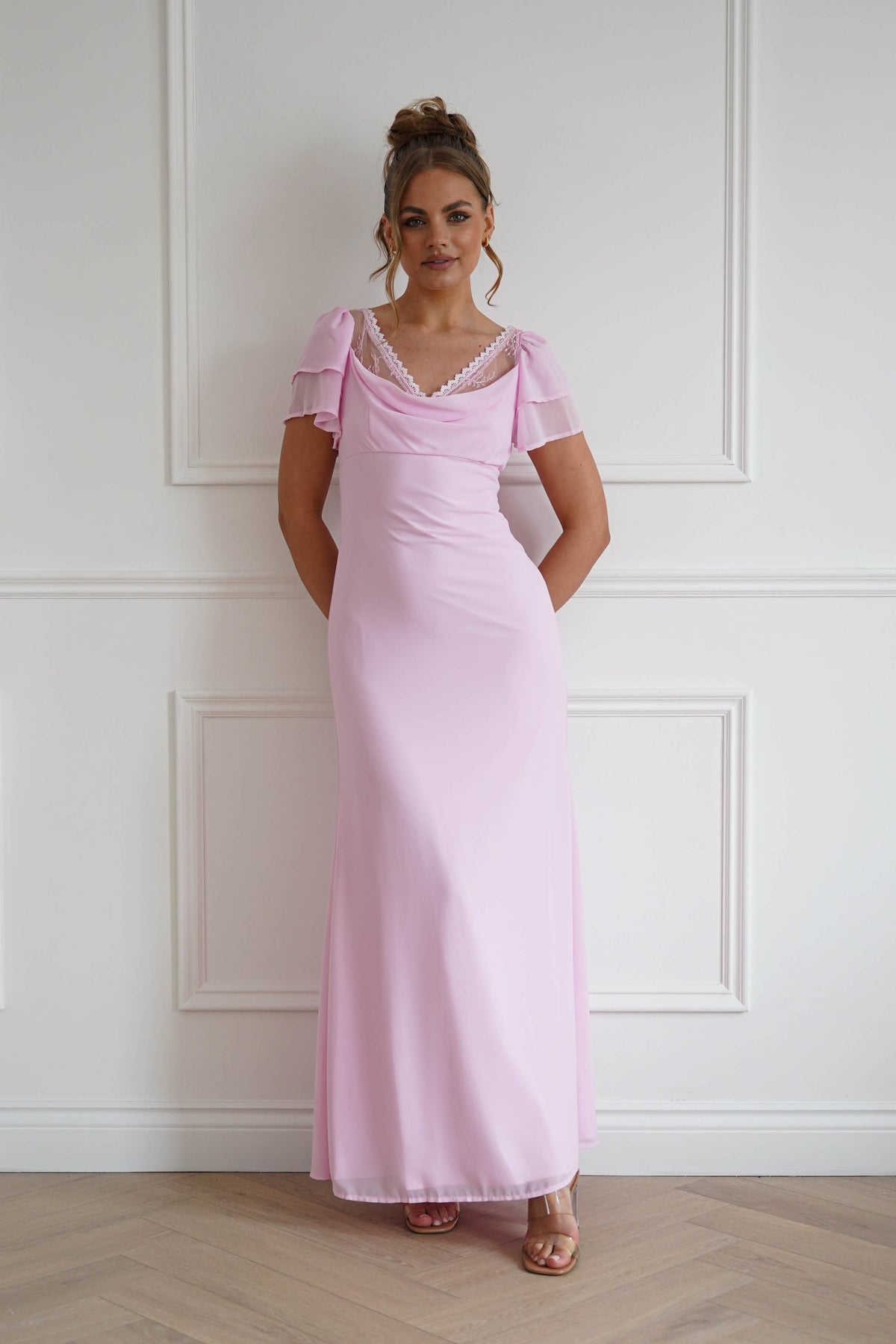 Posie Flutter Sleeve Maxi Dress | Soft Pink-Oh Hello Clothing