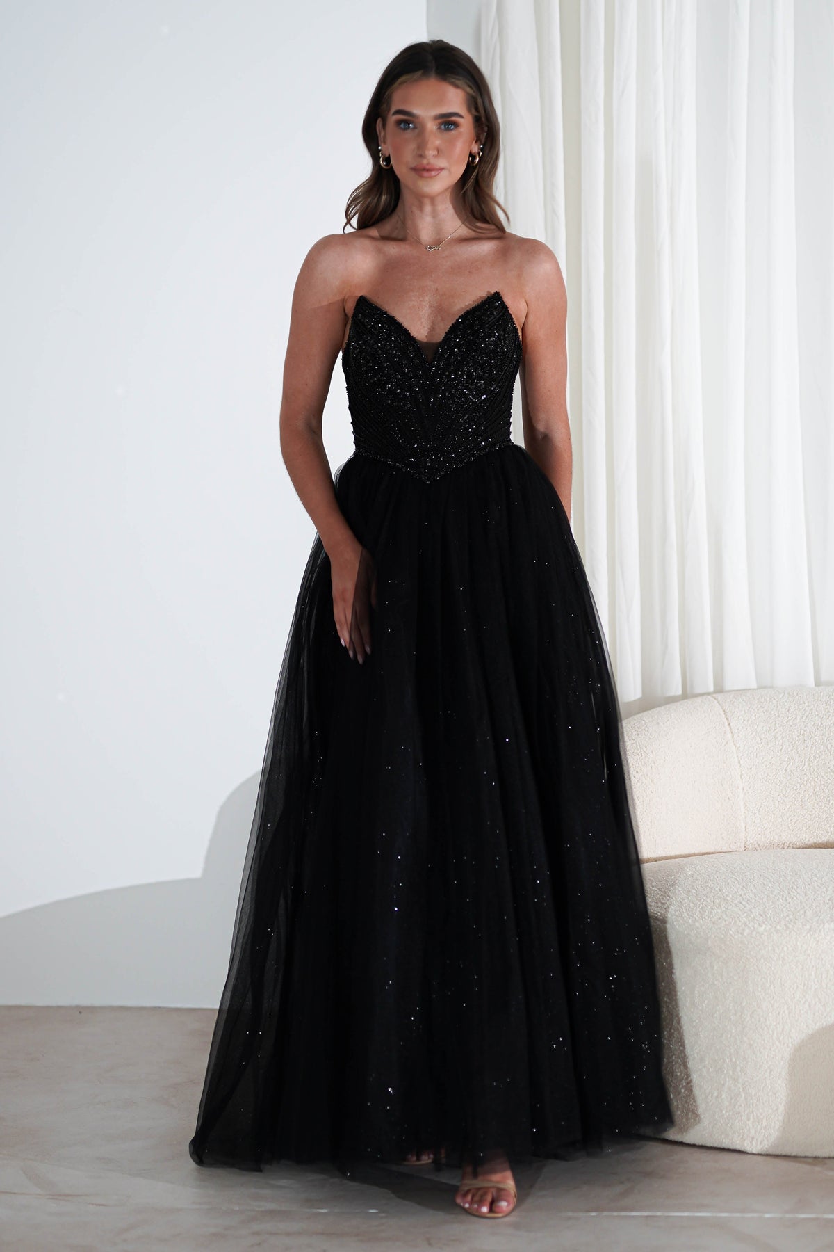 Priscilla Princess Glitter Gown | Black-Oh Hello Clothing