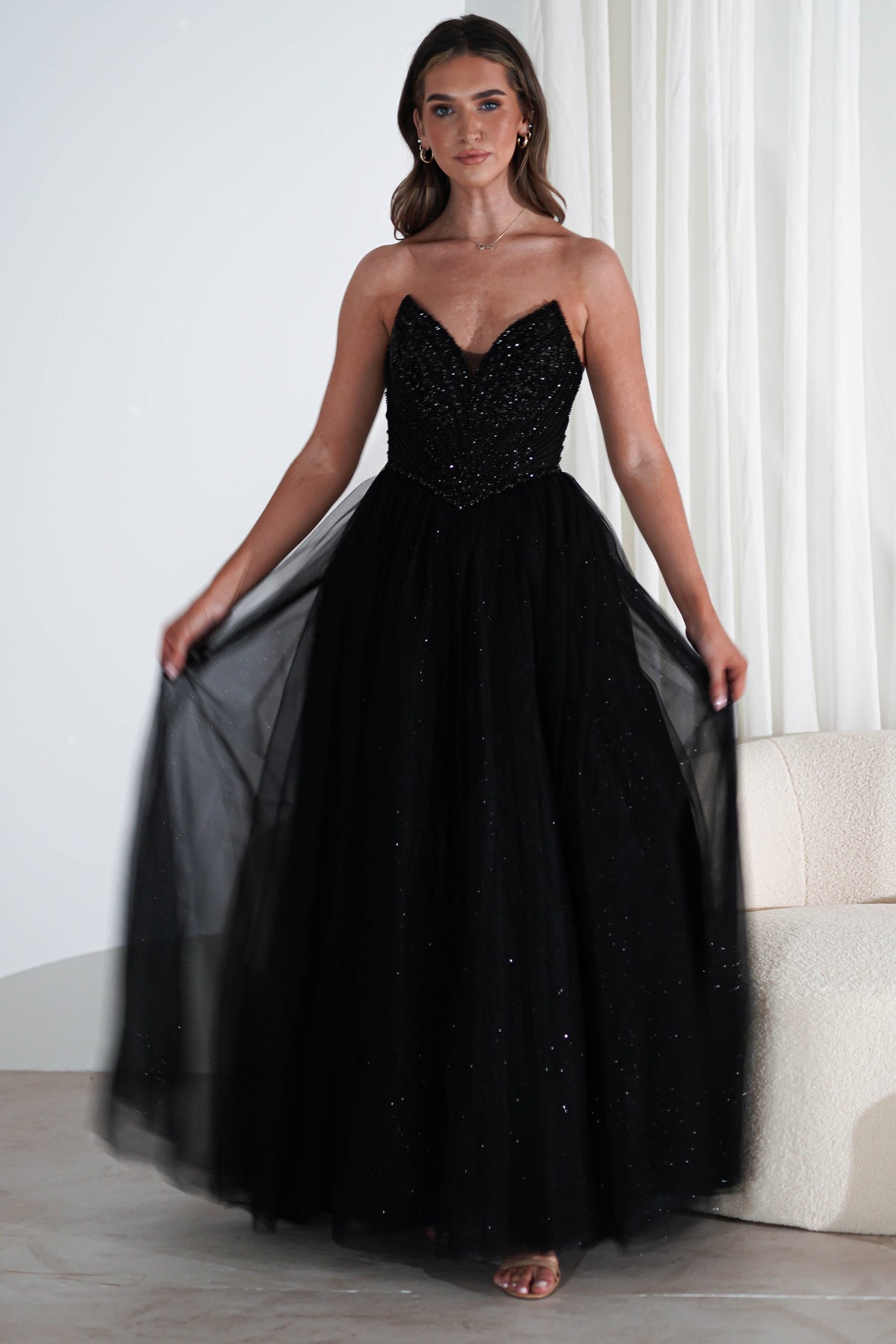 Priscilla Princess Glitter Gown | Black-Oh Hello Clothing
