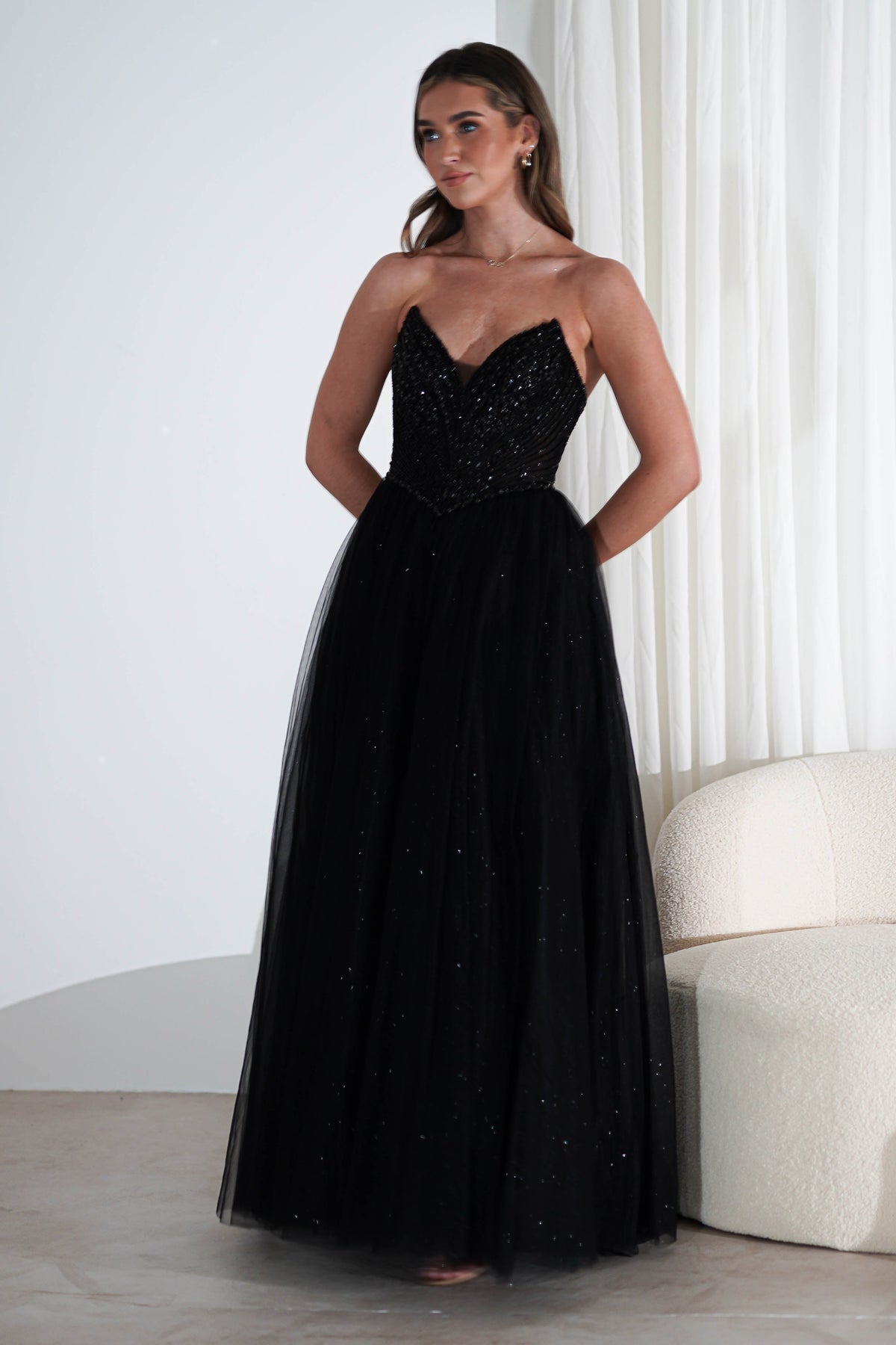 Priscilla Princess Glitter Gown | Black-Oh Hello Clothing