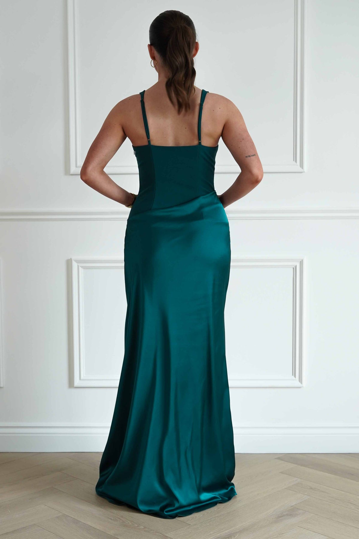 Rachel Structured Draped Maxi Dress | Emerald Green-Oh Hello Clothing
