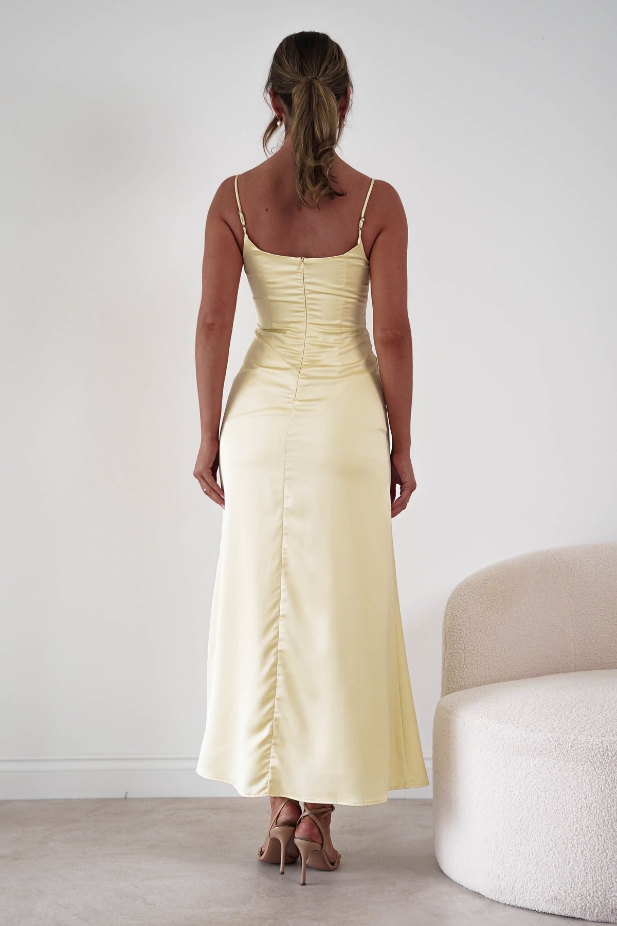 Rafiki Satin Panelled Maxi Dress | Yellow-Oh Hello Clothing
