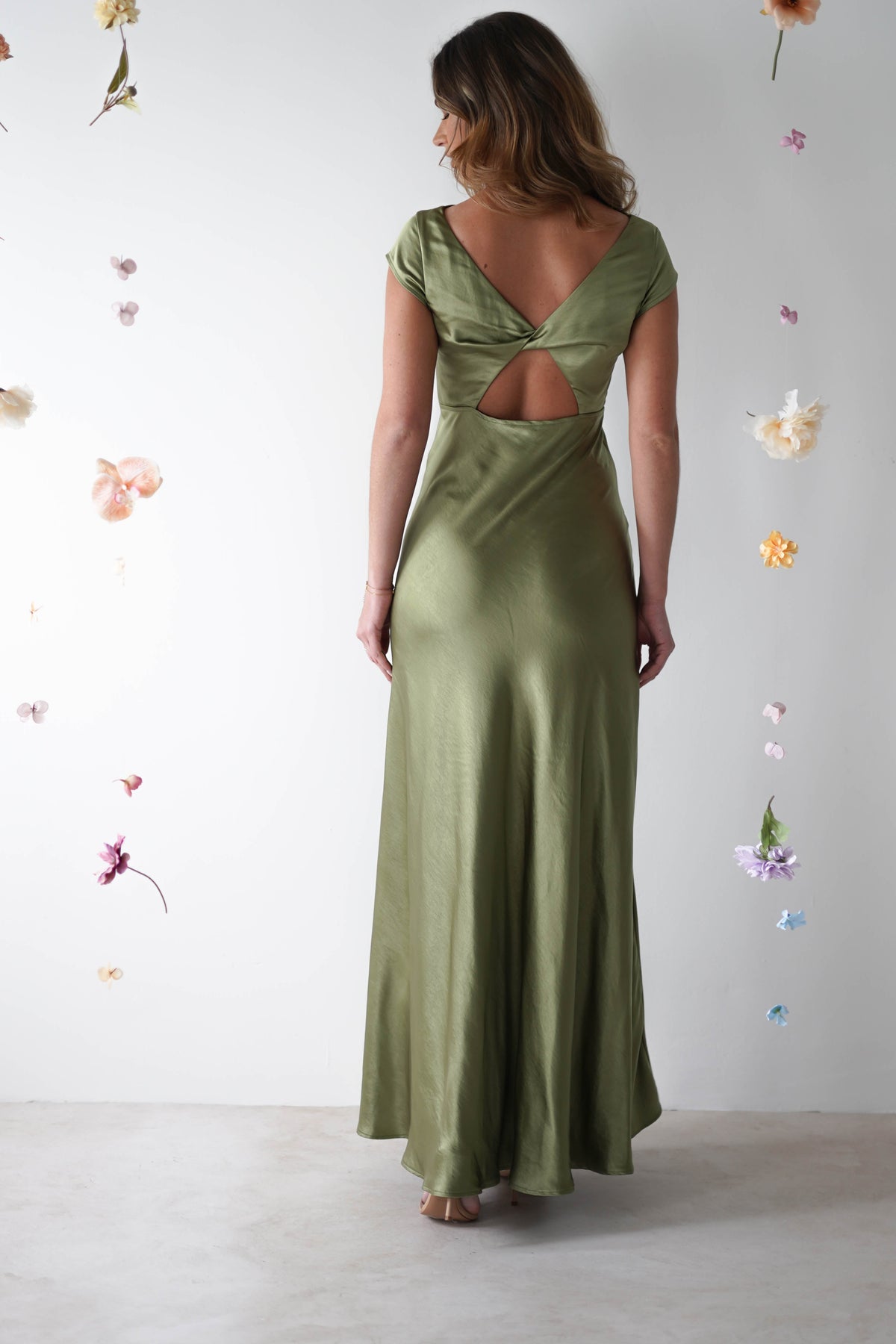 Ramona Soft Satin Maxi Dress | Olive-Oh Hello Clothing