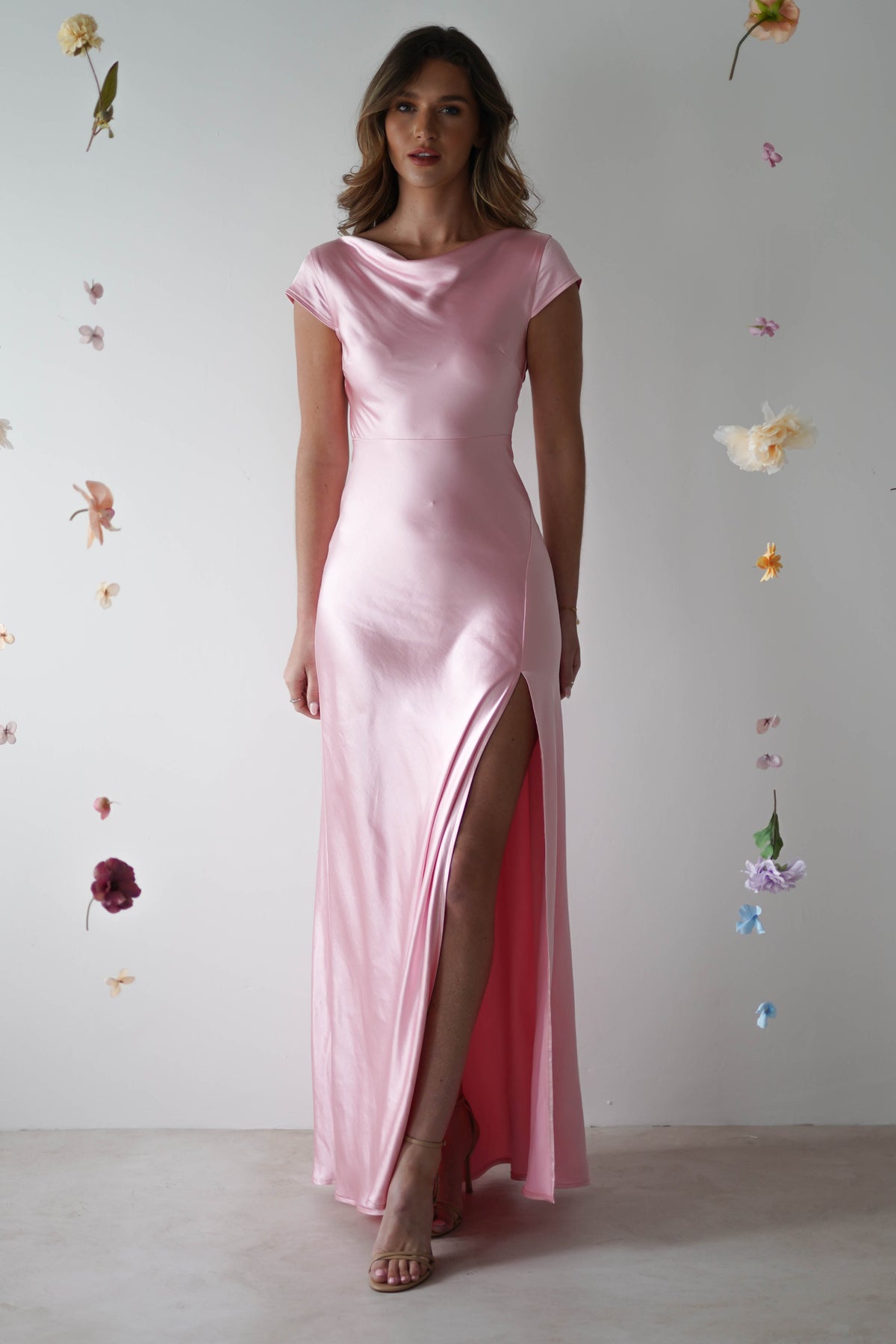 Ramona Soft Satin Maxi Dress | Pink-Oh Hello Clothing