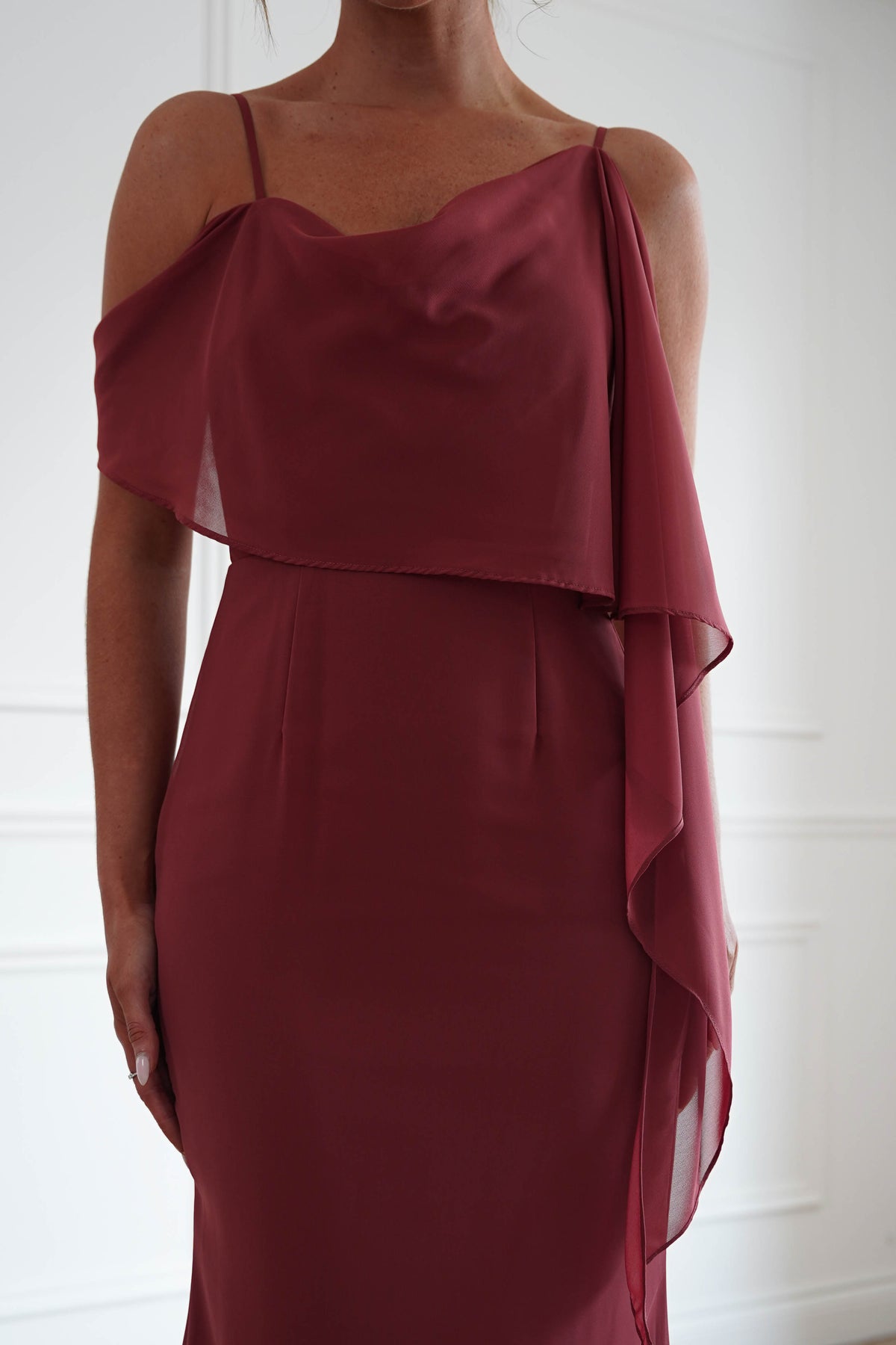 Raven One Shoulder Chiffon Maxi Dress | Sienna-Oh Hello Clothing