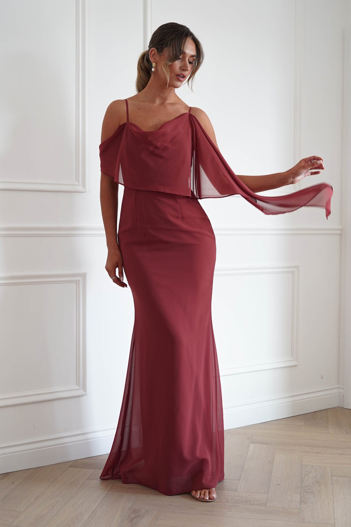 Raven One Shoulder Chiffon Maxi Dress | Sienna-Oh Hello Clothing