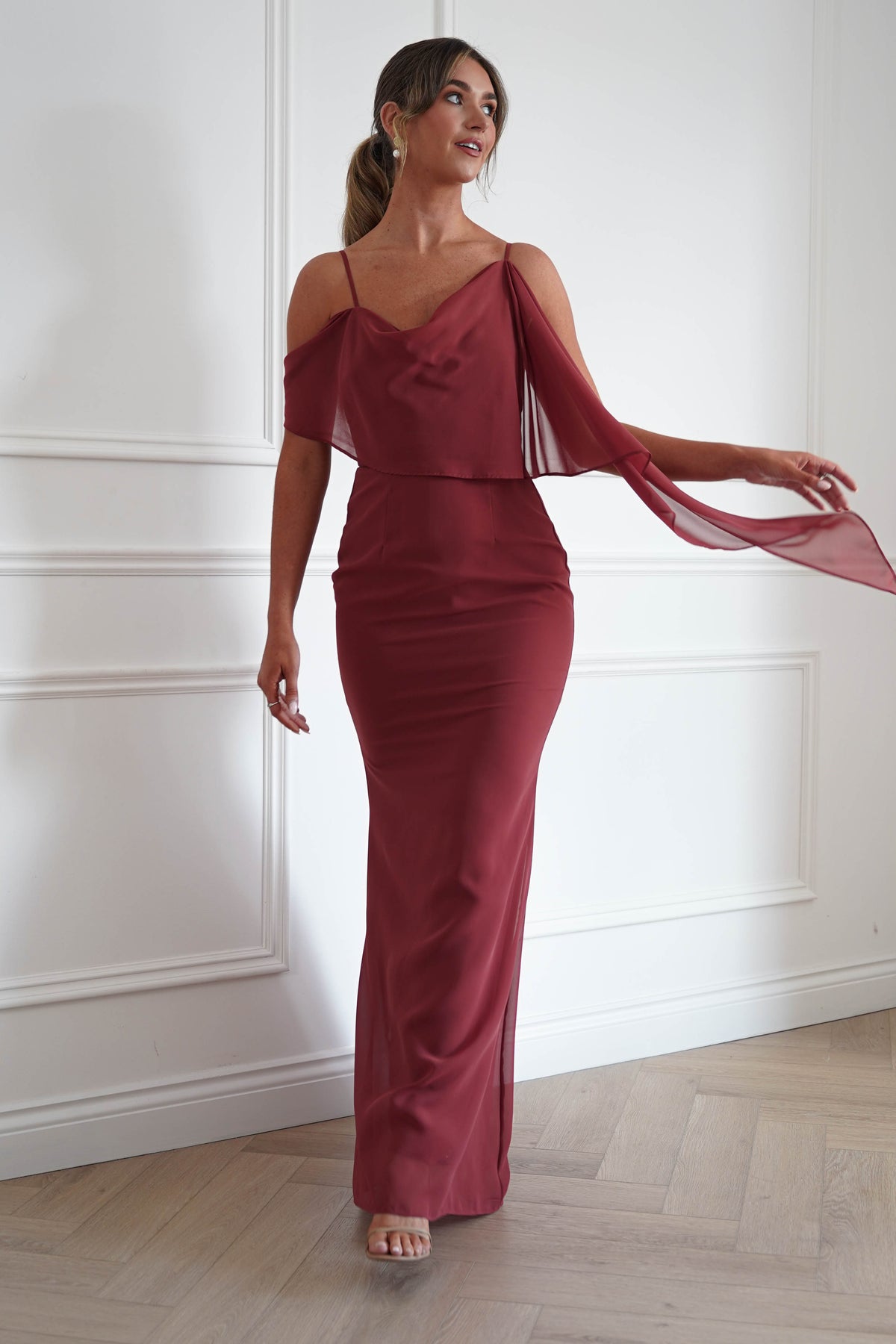 Raven One Shoulder Chiffon Maxi Dress | Sienna-Oh Hello Clothing