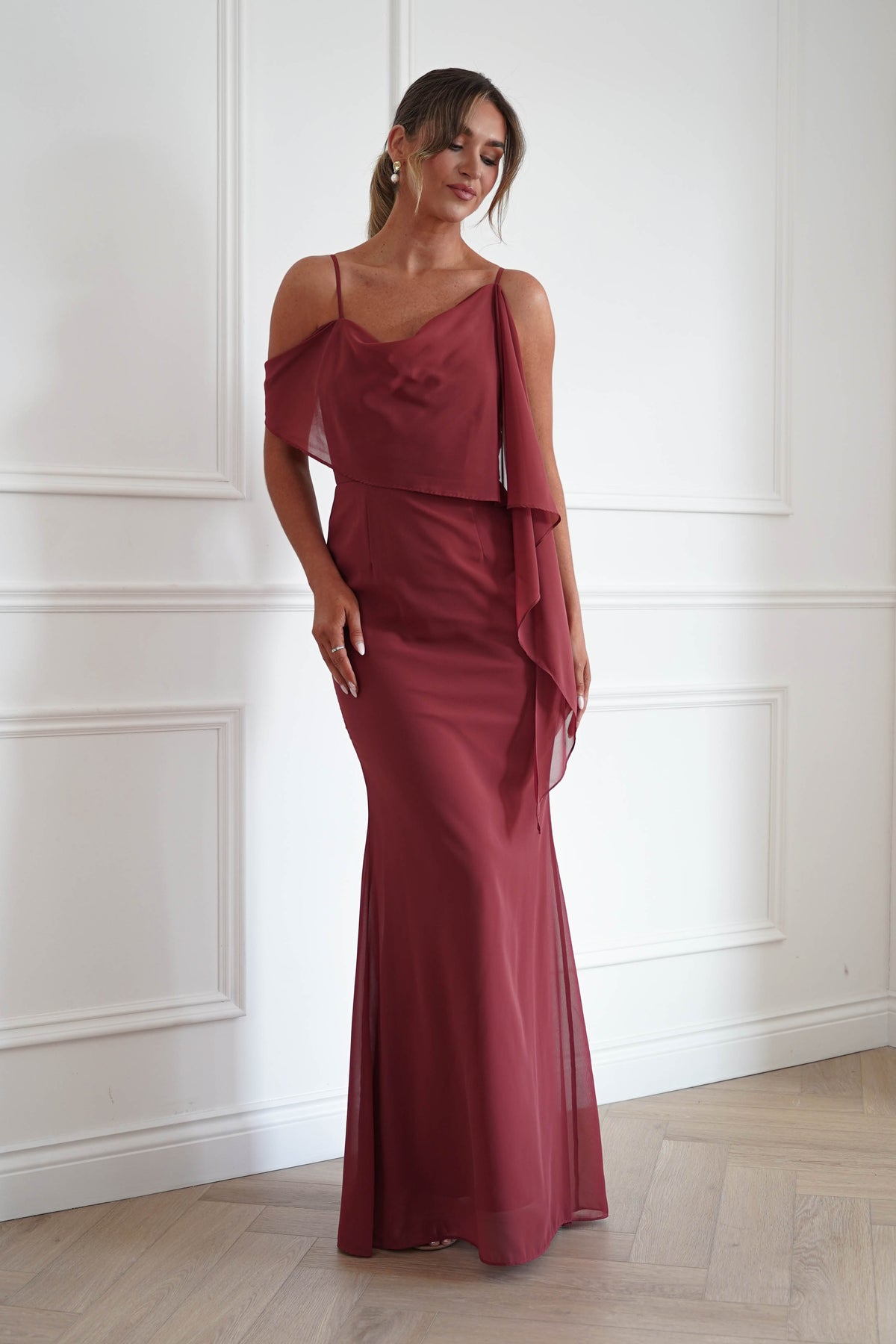 Raven One Shoulder Chiffon Maxi Dress | Sienna-Oh Hello Clothing