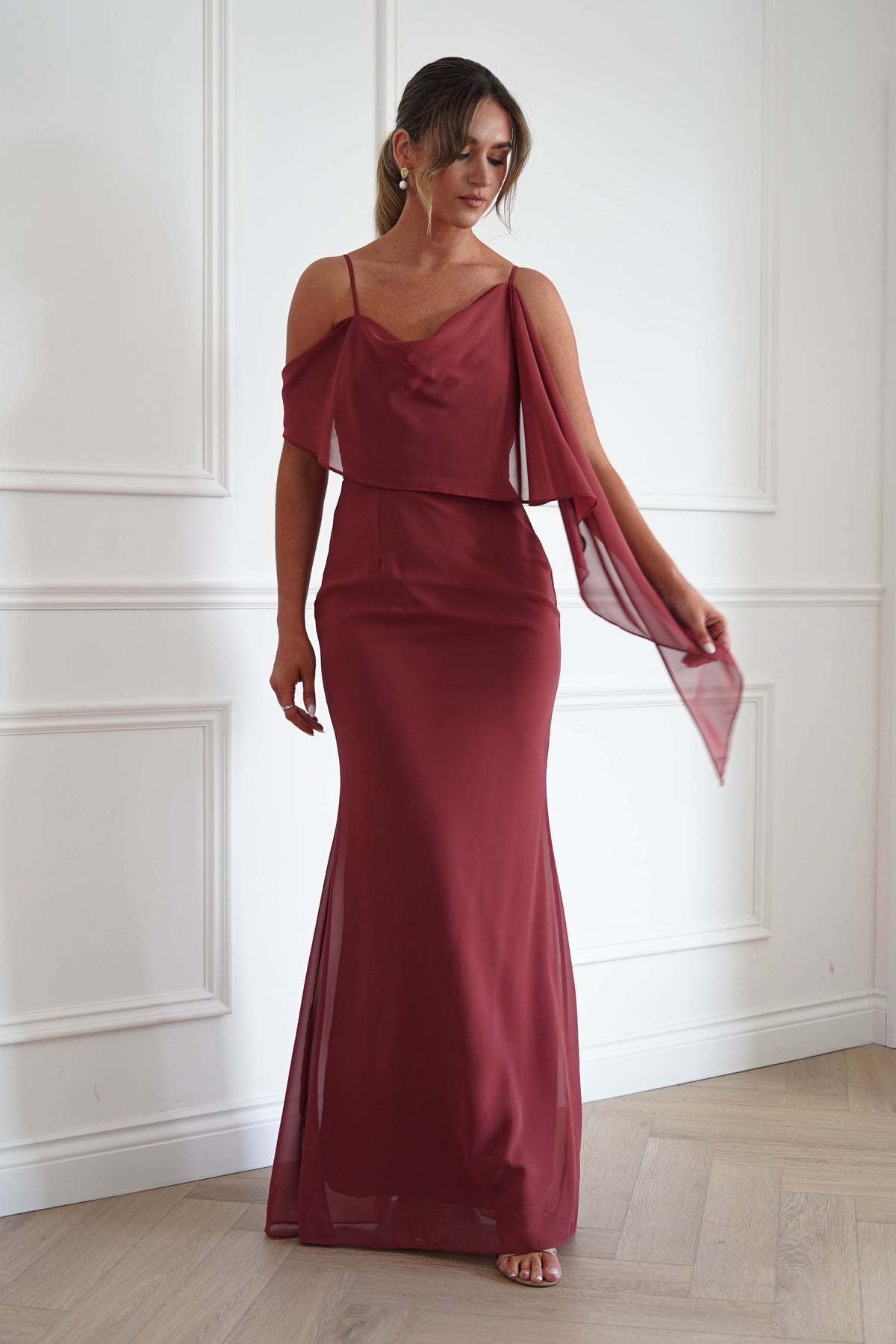 Raven One Shoulder Chiffon Maxi Dress | Sienna-Oh Hello Clothing