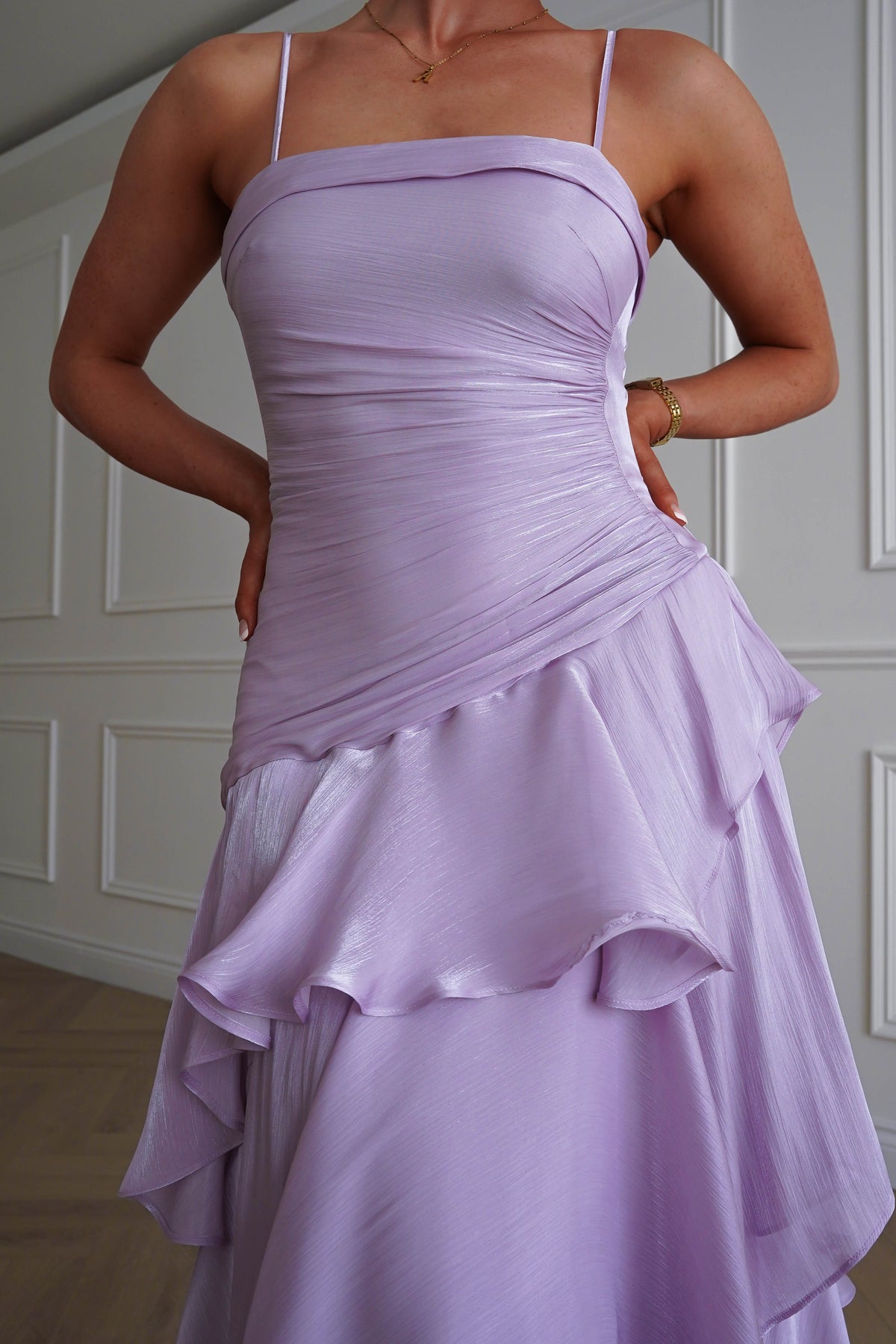 Renee Luminescent Ruffle Maxi Dress | Lilac-Oh Hello Clothing