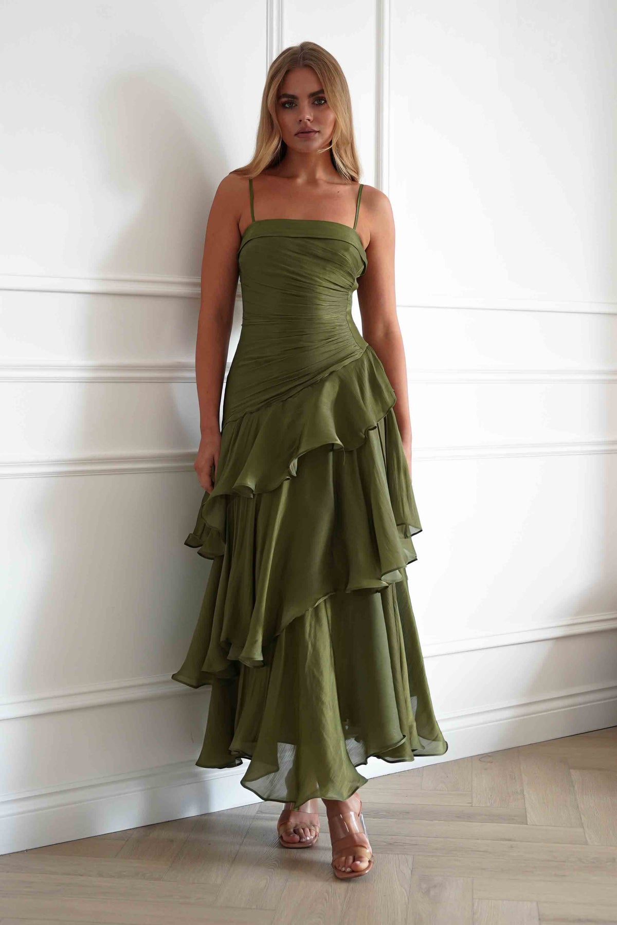 Renee Luminescent Ruffle Maxi Dress | Olive-Oh Hello Clothing