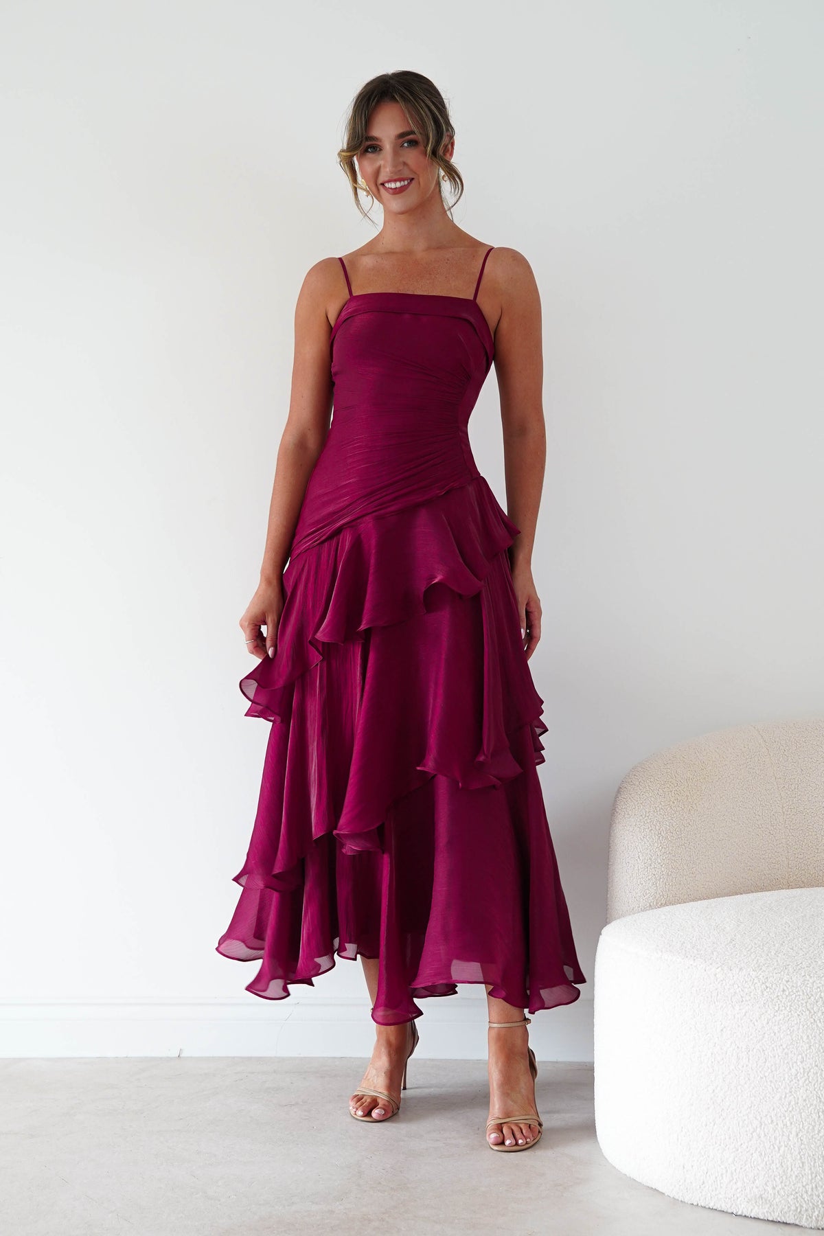 Renee Luminescent Ruffle Maxi Dress | Wine-Oh Hello Clothing