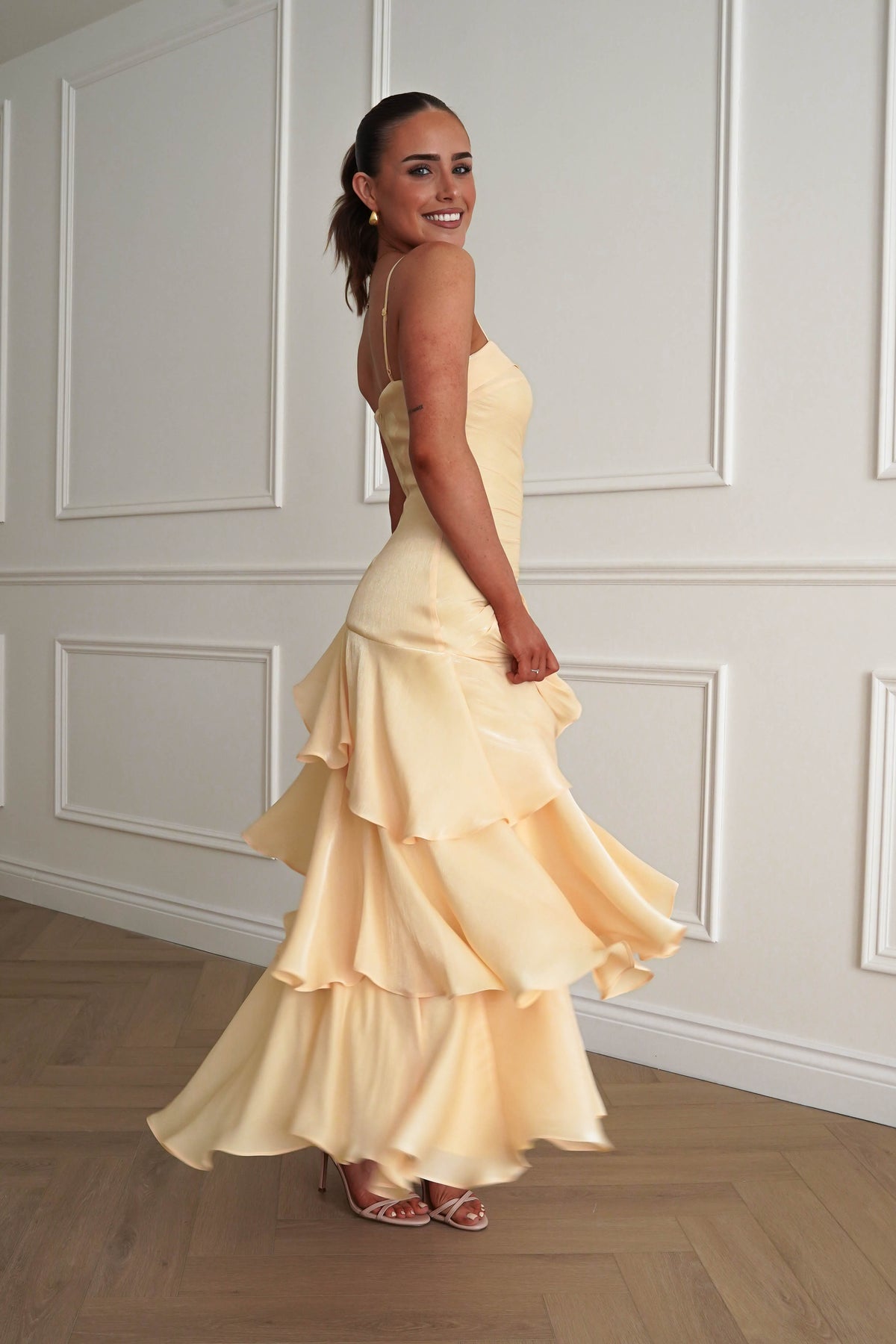 Renee Luminescent Ruffle Maxi Dress | Yellow-Oh Hello Clothing
