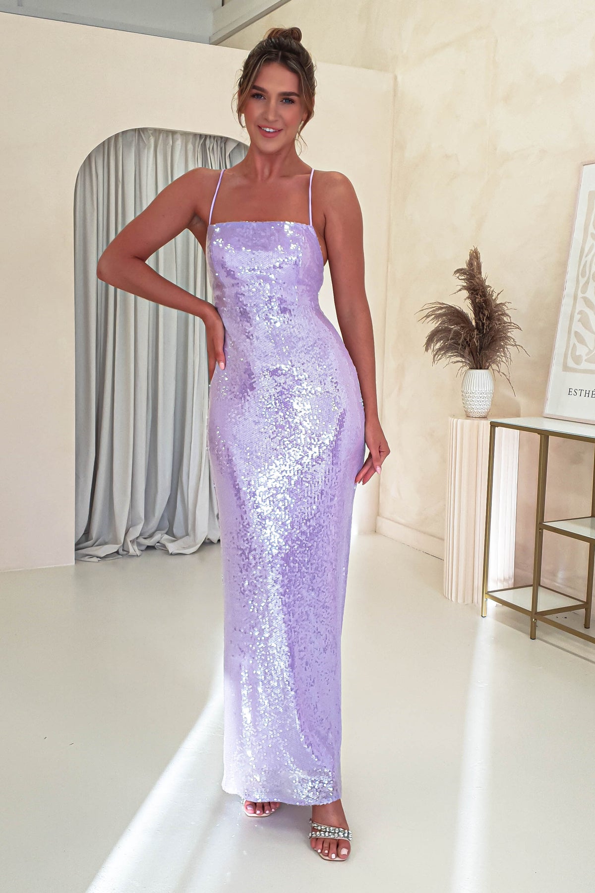 Renesmee Sequin Maxi Dress | Lilac-Oh Hello Clothing