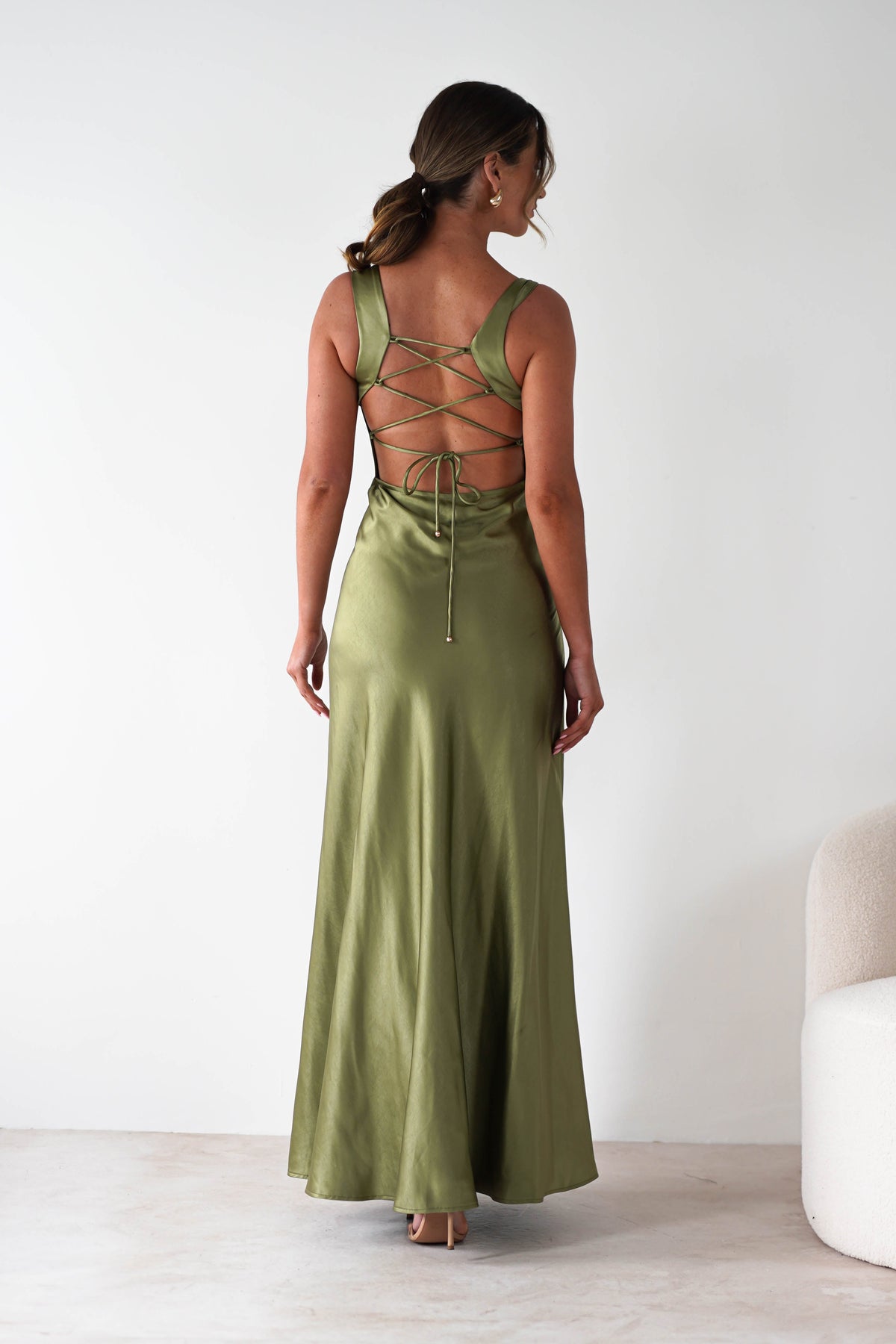 Riviera Soft Satin Maxi Gown | Olive-Oh Hello Clothing