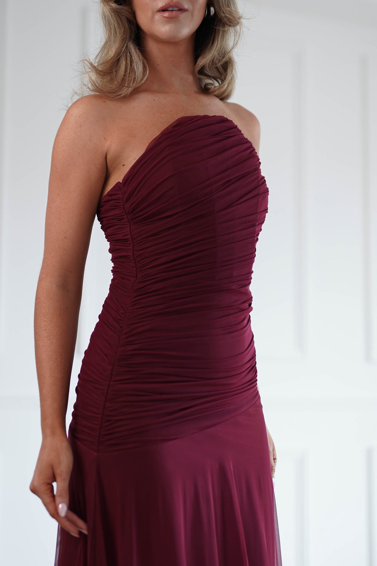 Oh Hello Clothing Women > Clothing > Dresses Romilly Strapless Corset Maxi Dress | Wine