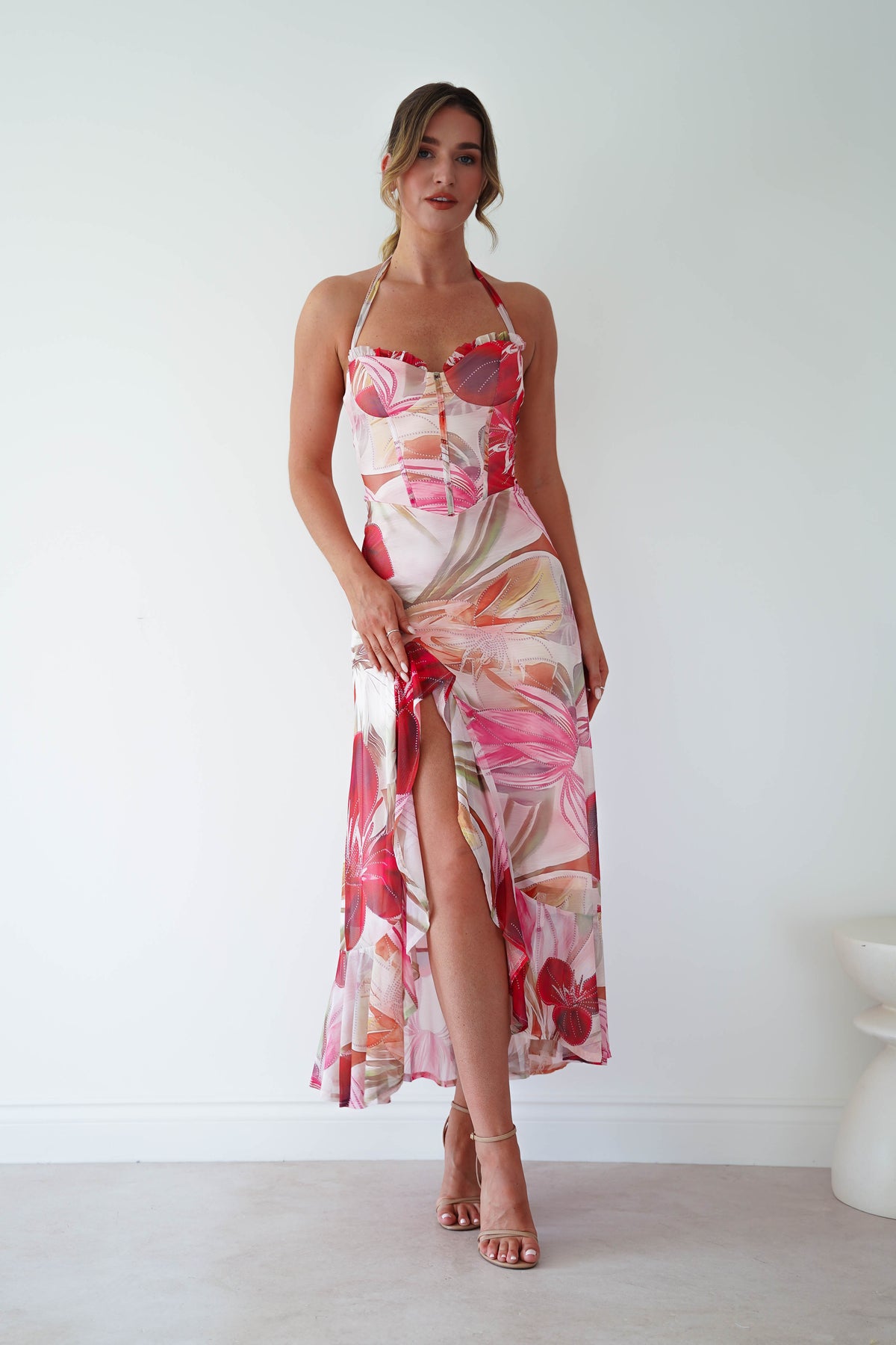 Roselisse Mesh Floral Print Maxi Dress | Mixed Print-Oh Hello Clothing
