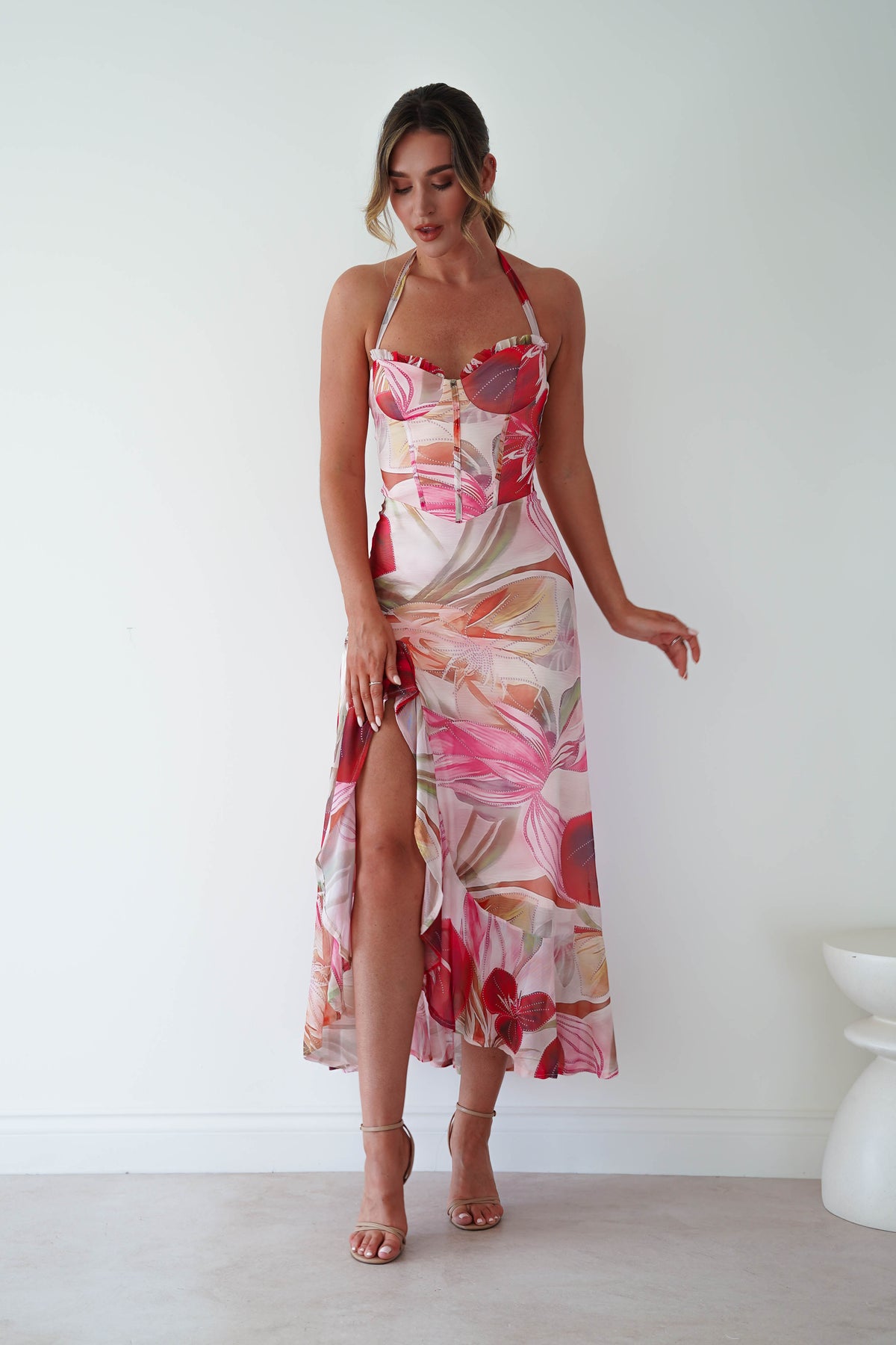 Roselisse Mesh Floral Print Maxi Dress | Mixed Print-Oh Hello Clothing