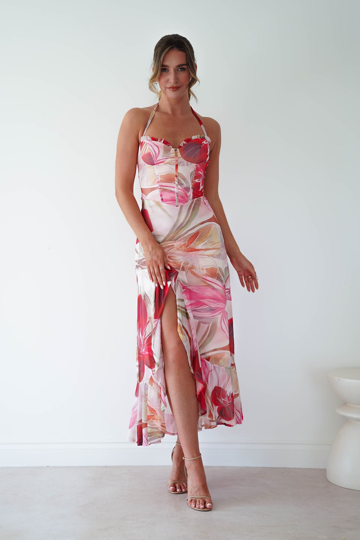 Roselisse Mesh Floral Print Maxi Dress | Mixed Print-Oh Hello Clothing