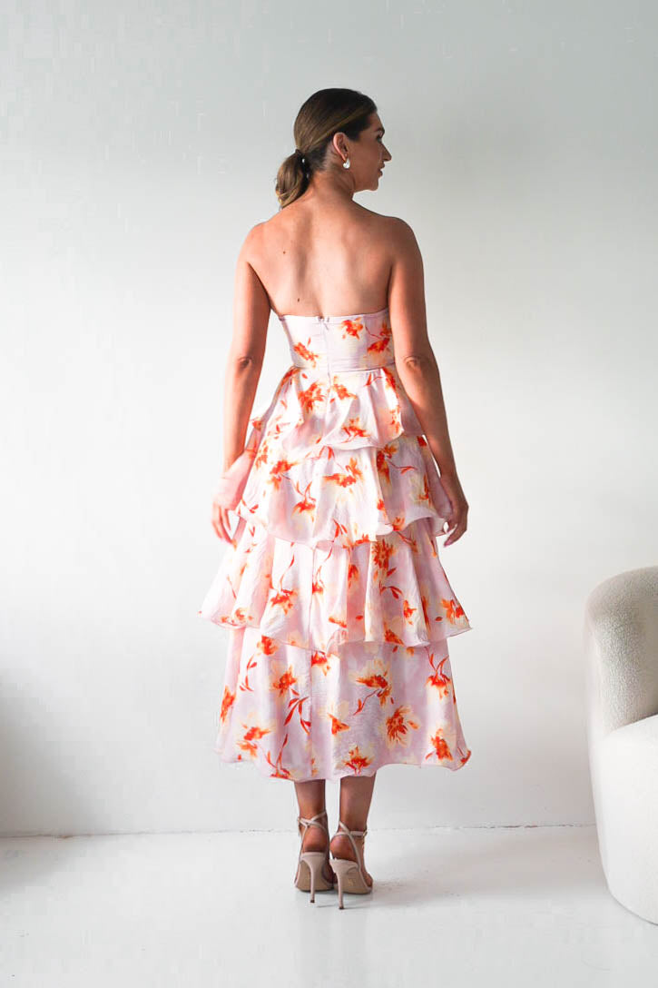 Rosha Floral Tiered Strapless Maxi Dress | Peach-Oh Hello Clothing