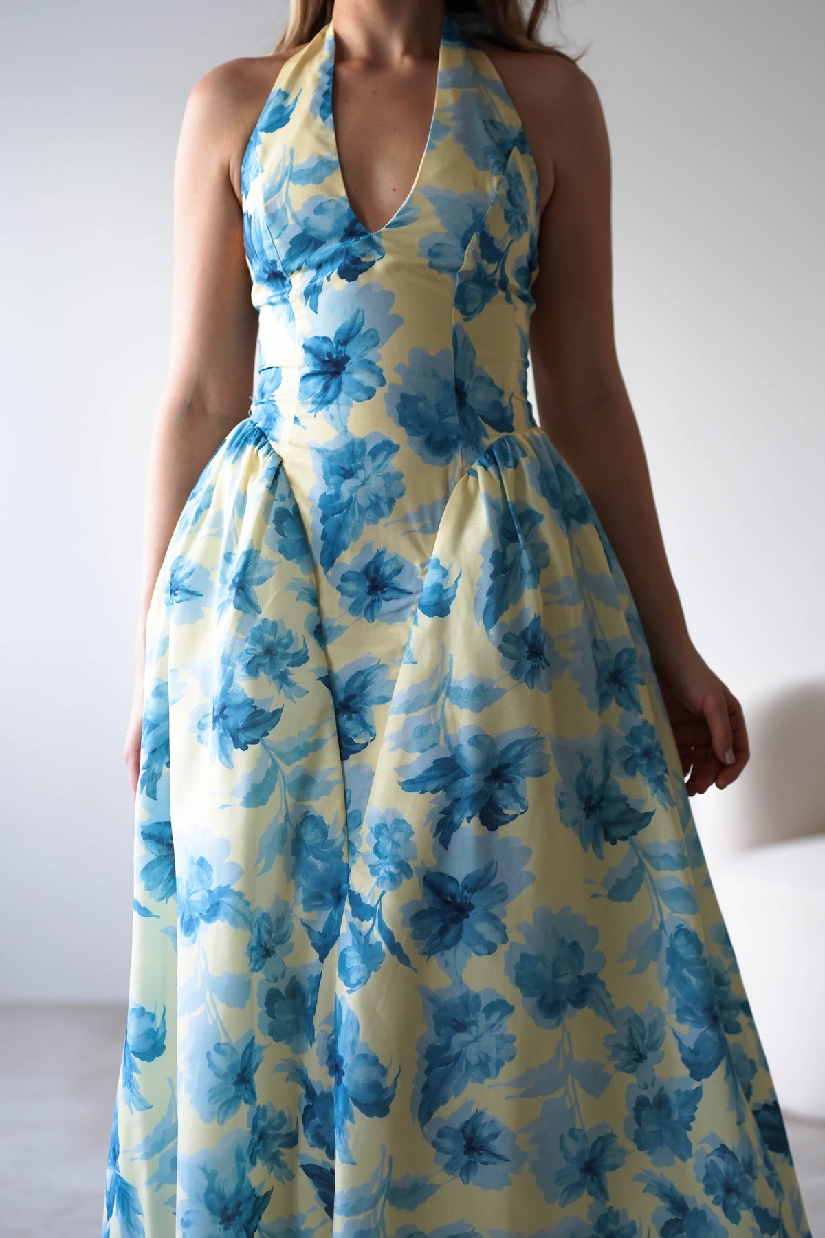 Sabine Floral Bodied Maxi Dress | Yellow/Blue-Oh Hello Clothing