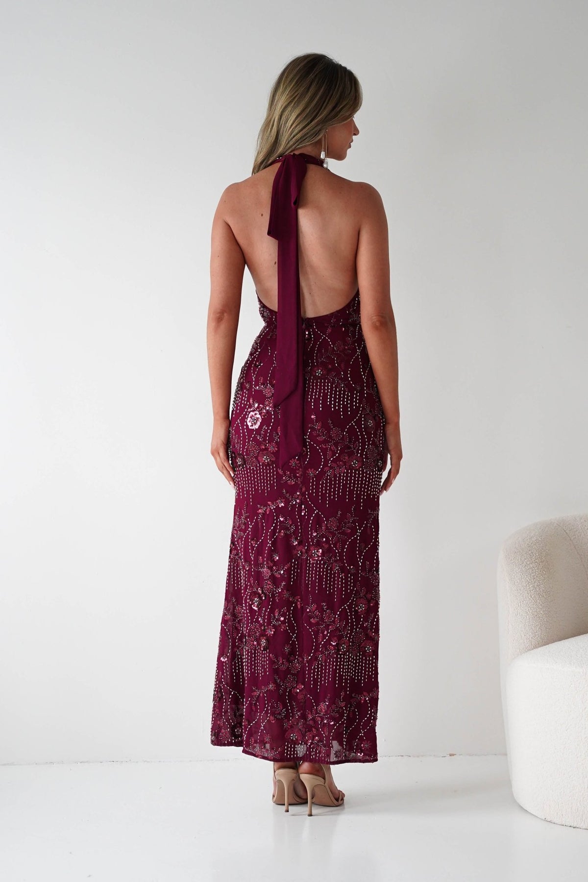 Sabrina Beaded Halterneck Maxi Dress | Wine-Oh Hello Clothing