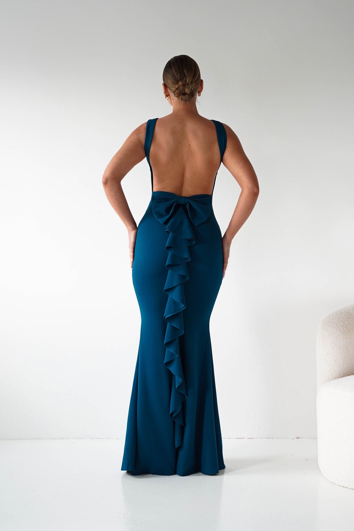Samantha Bow Detail Maxi Dress | Teal-Oh Hello Clothing