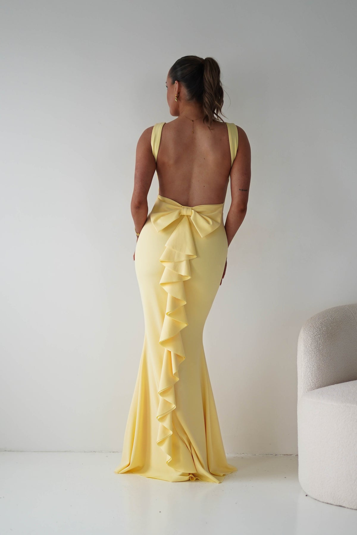 Samantha Bow Detail Maxi Dress | Yellow-Oh Hello Clothing