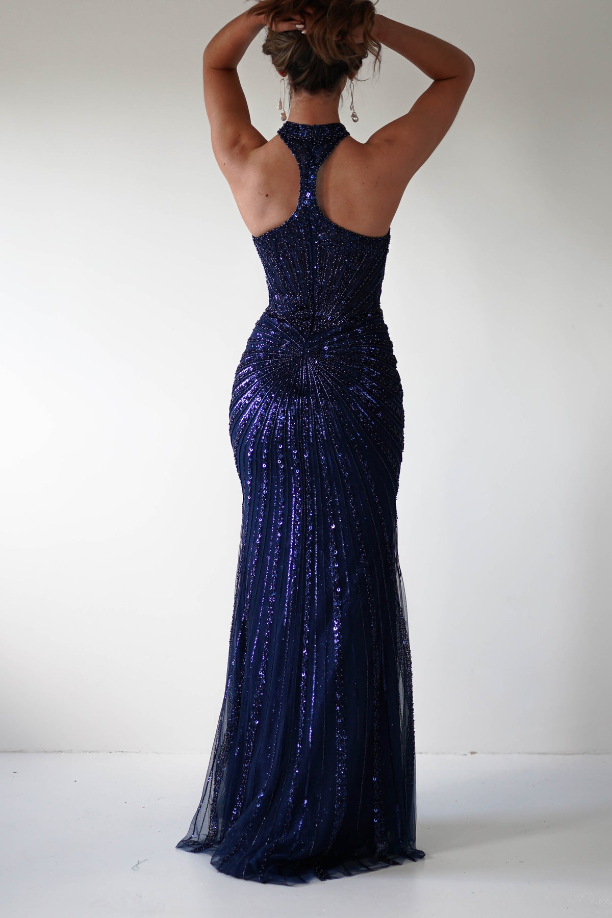 Santana Beaded Keyhole Gown | Midnight-Oh Hello Clothing