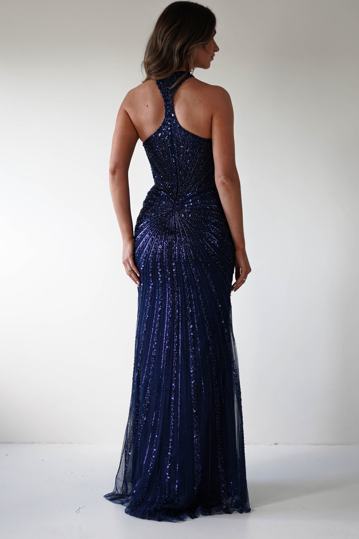 Santana Beaded Keyhole Gown | Midnight-Oh Hello Clothing