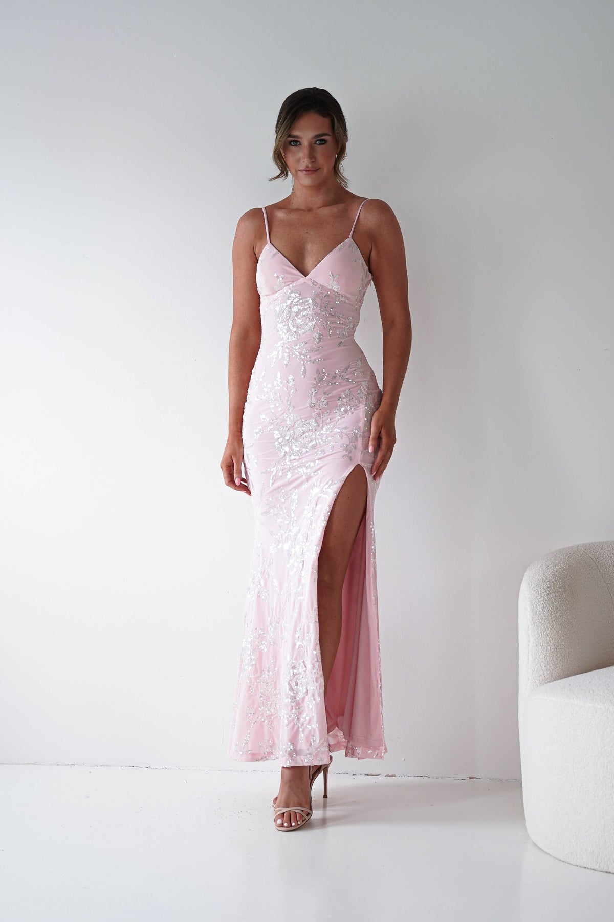 Santorini Butterfly Detail Embellished Gown | Pink-Oh Hello Clothing